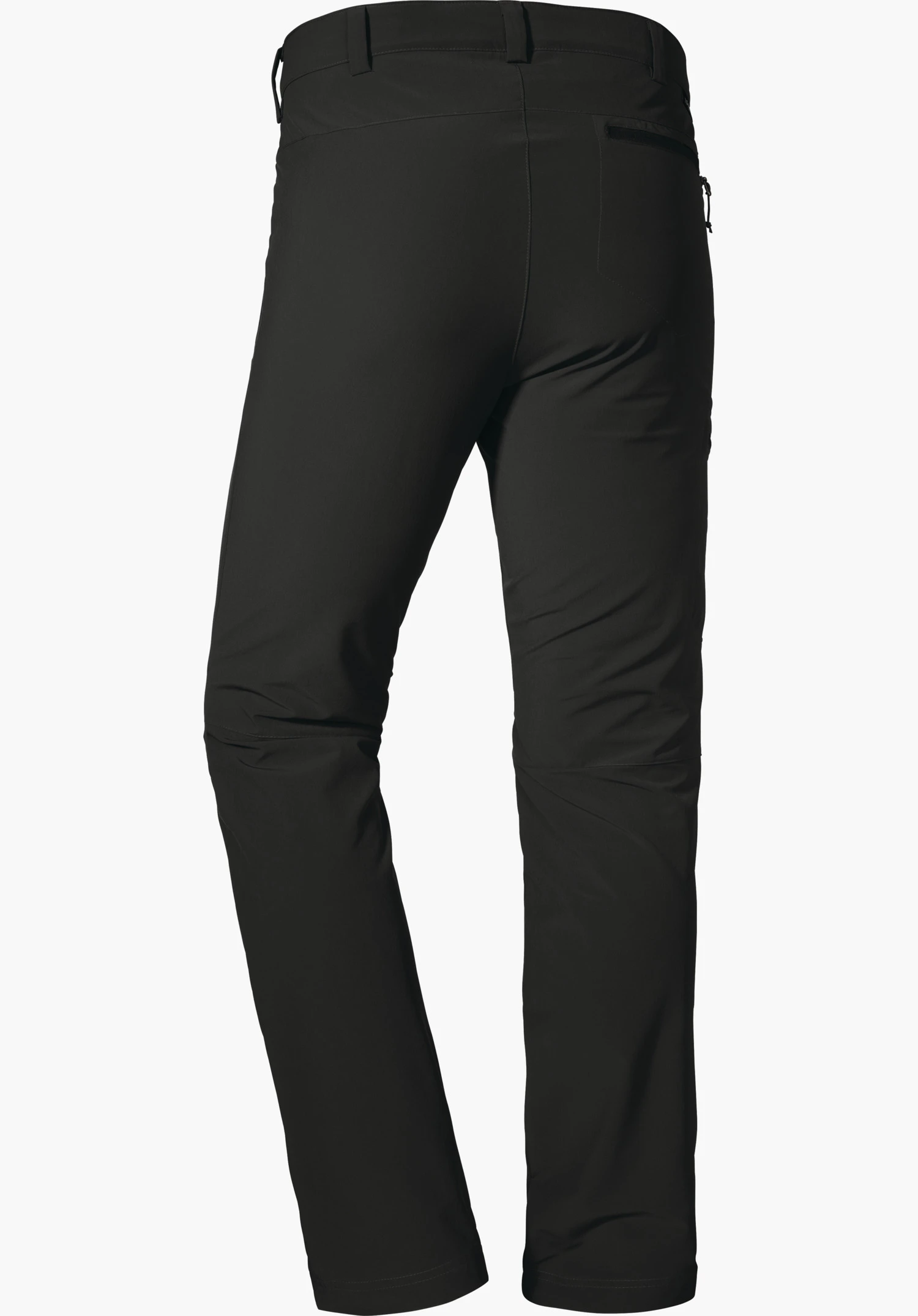 Pants Folkstone black outdoor trousers, rear view; waistband with belt loops, zipped back pocket and straight-cut legs, photographed flat against a white background.