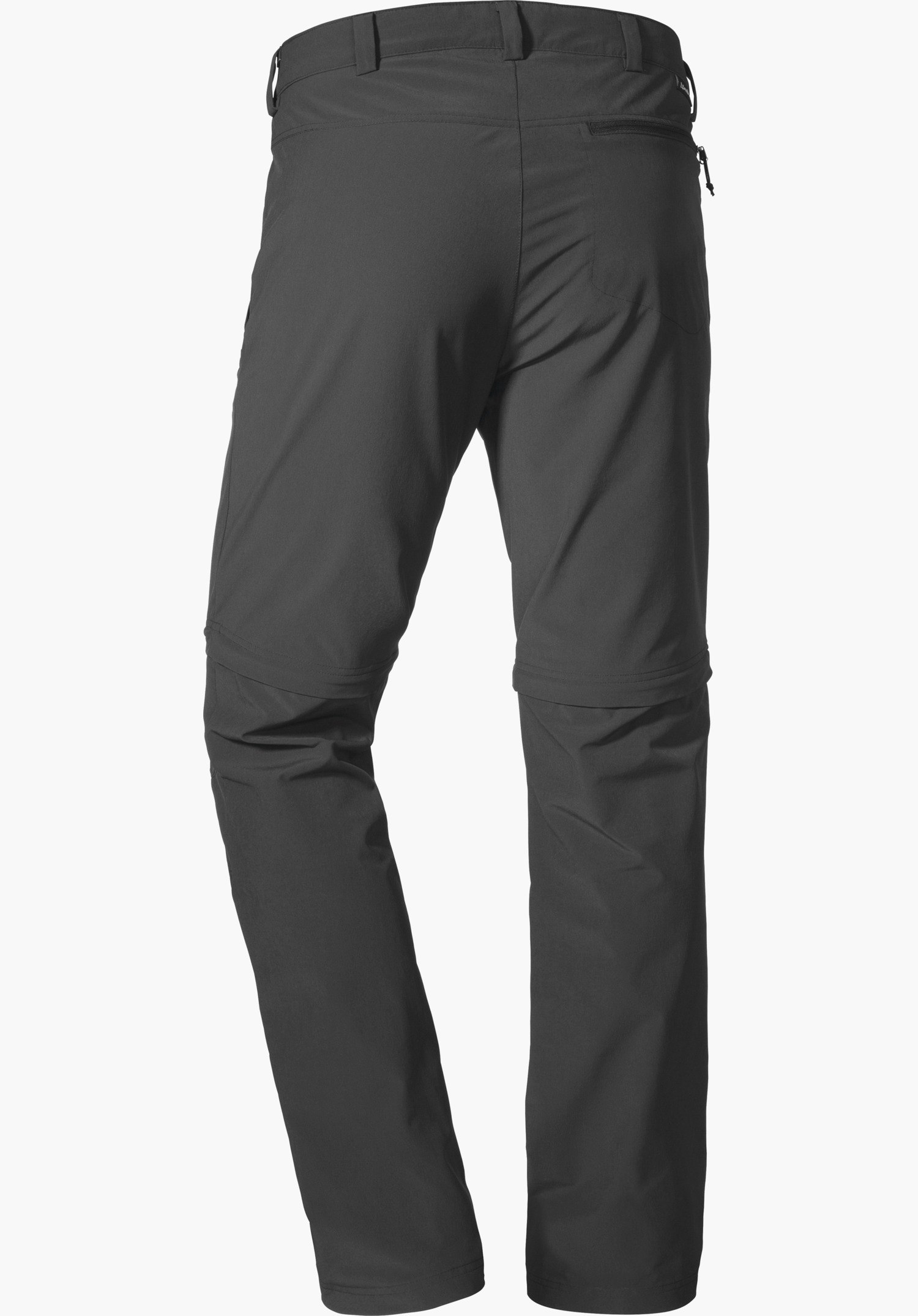 Pants Folkstone Zip Off dark grey zip-off trousers, rear view; trouser legs removable by zip, zipped back pocket, sporty outdoor trousers against a white background.