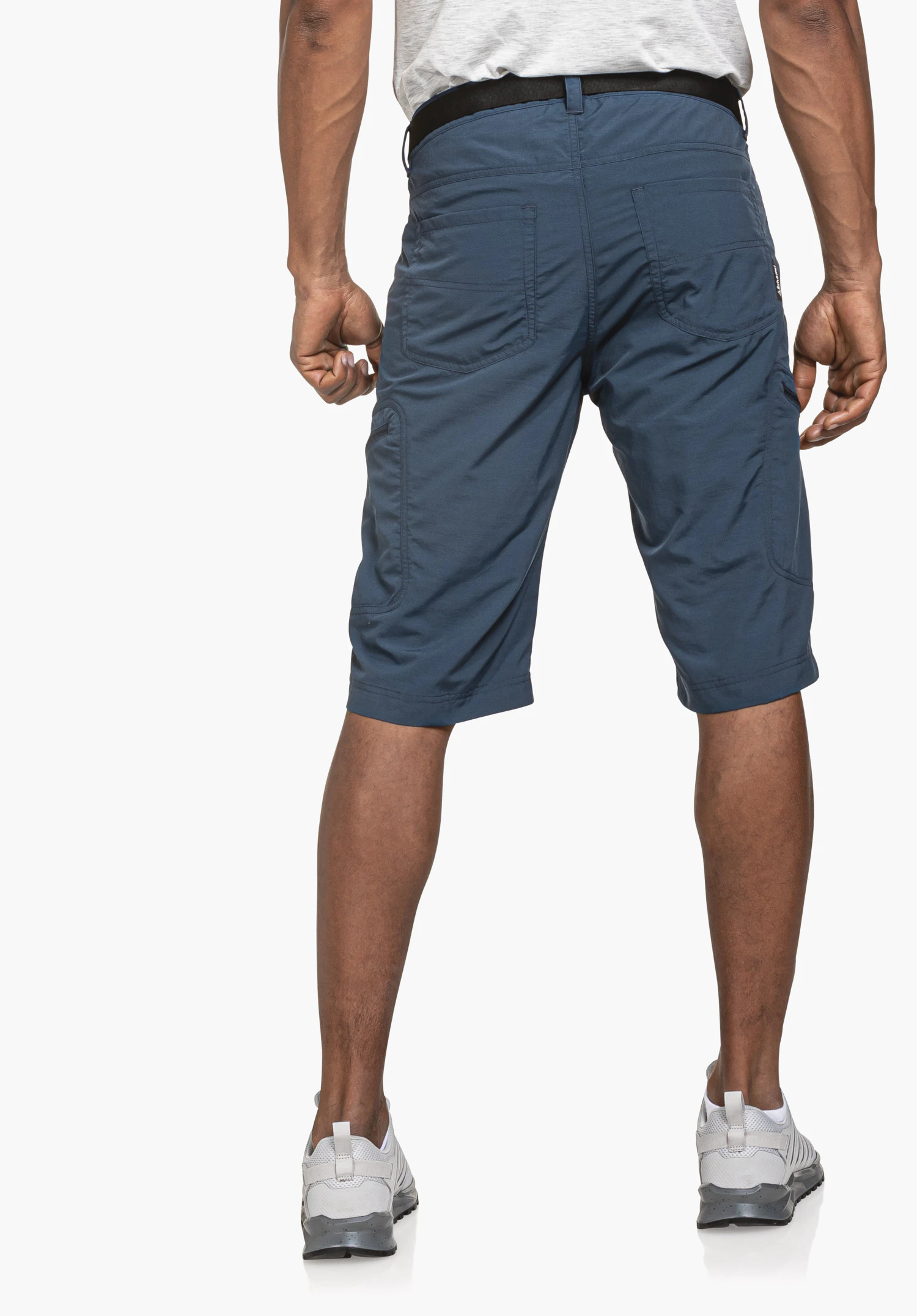 Shorts Silvaplana2 in blue shown from the rear on a model against a neutral background, with the Schöffel logo visible on the back pocket.