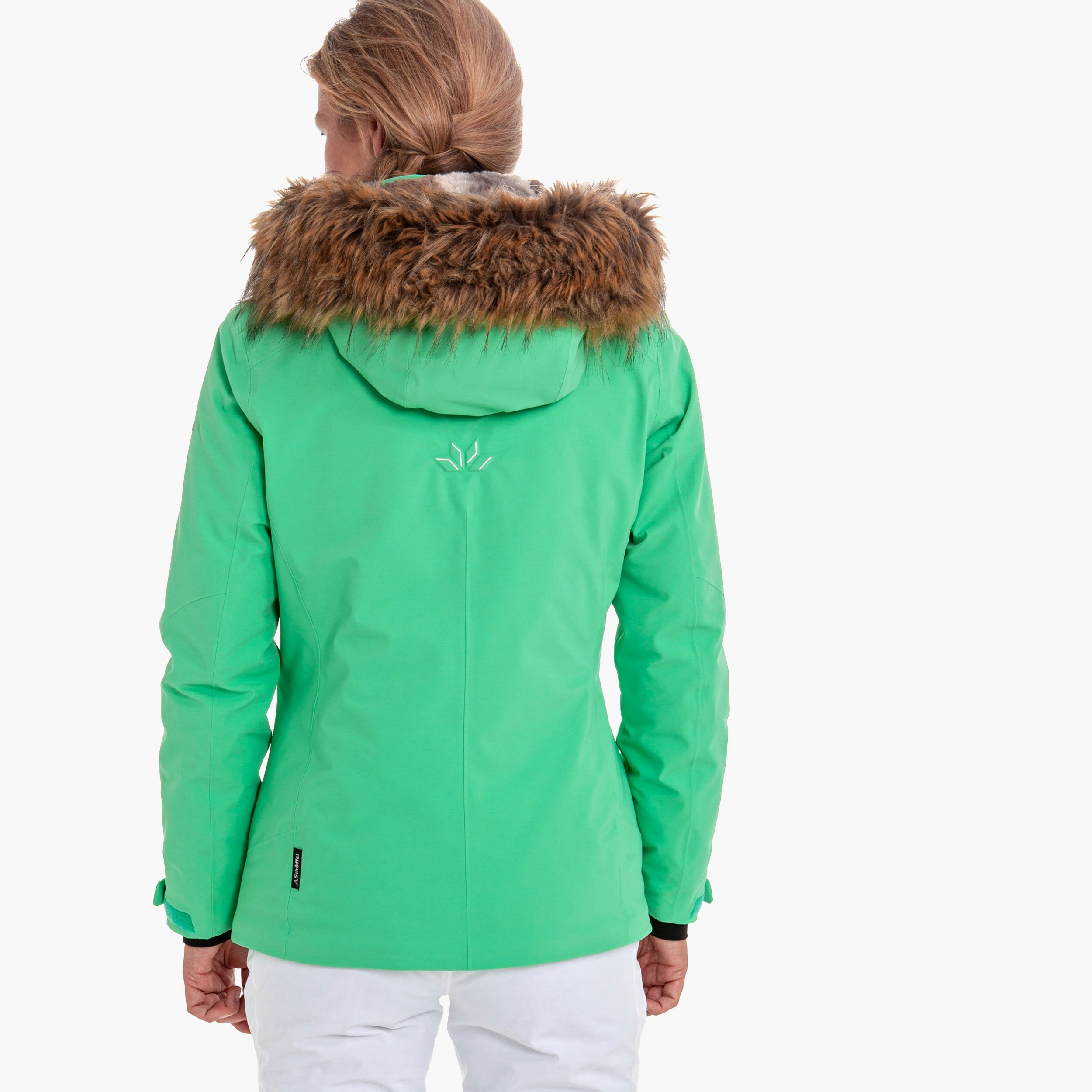 turquoise ski jacket