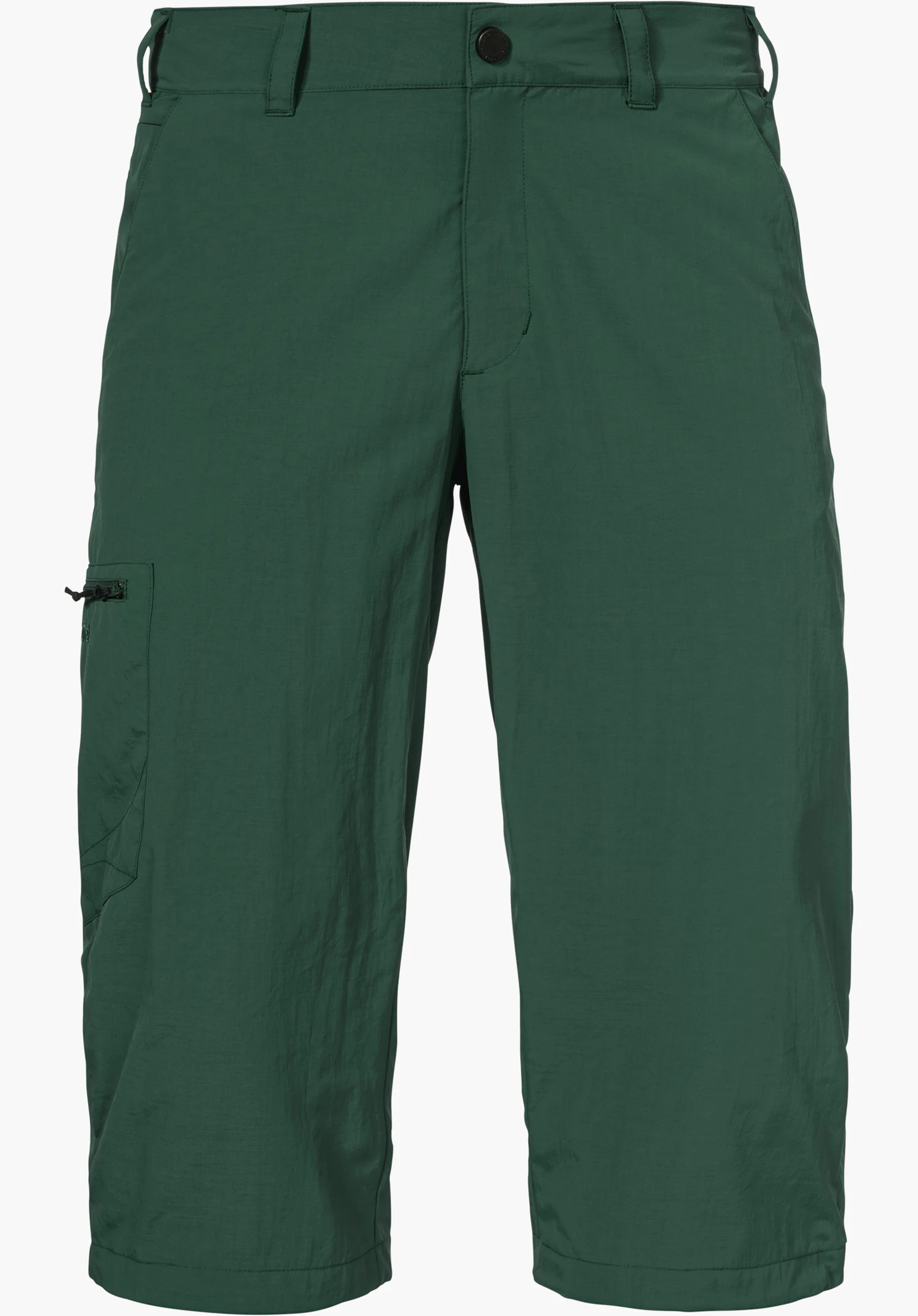 Pants Springdale1 in green with belt loops and a side zip pocket, isolated against a white background.