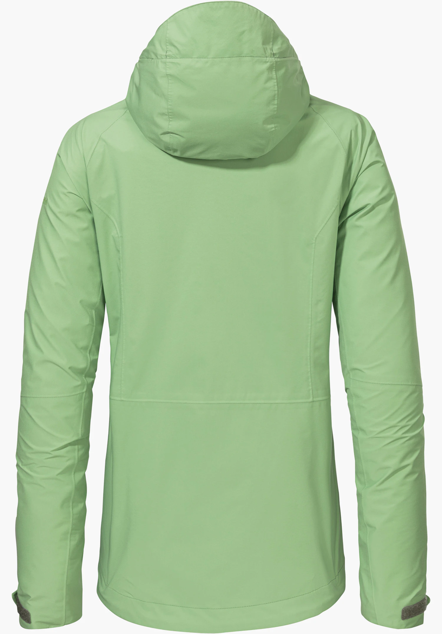 Jacket Easy XT L comme veste verte vue de dos avec une capuche, détourée sur fond blanc.