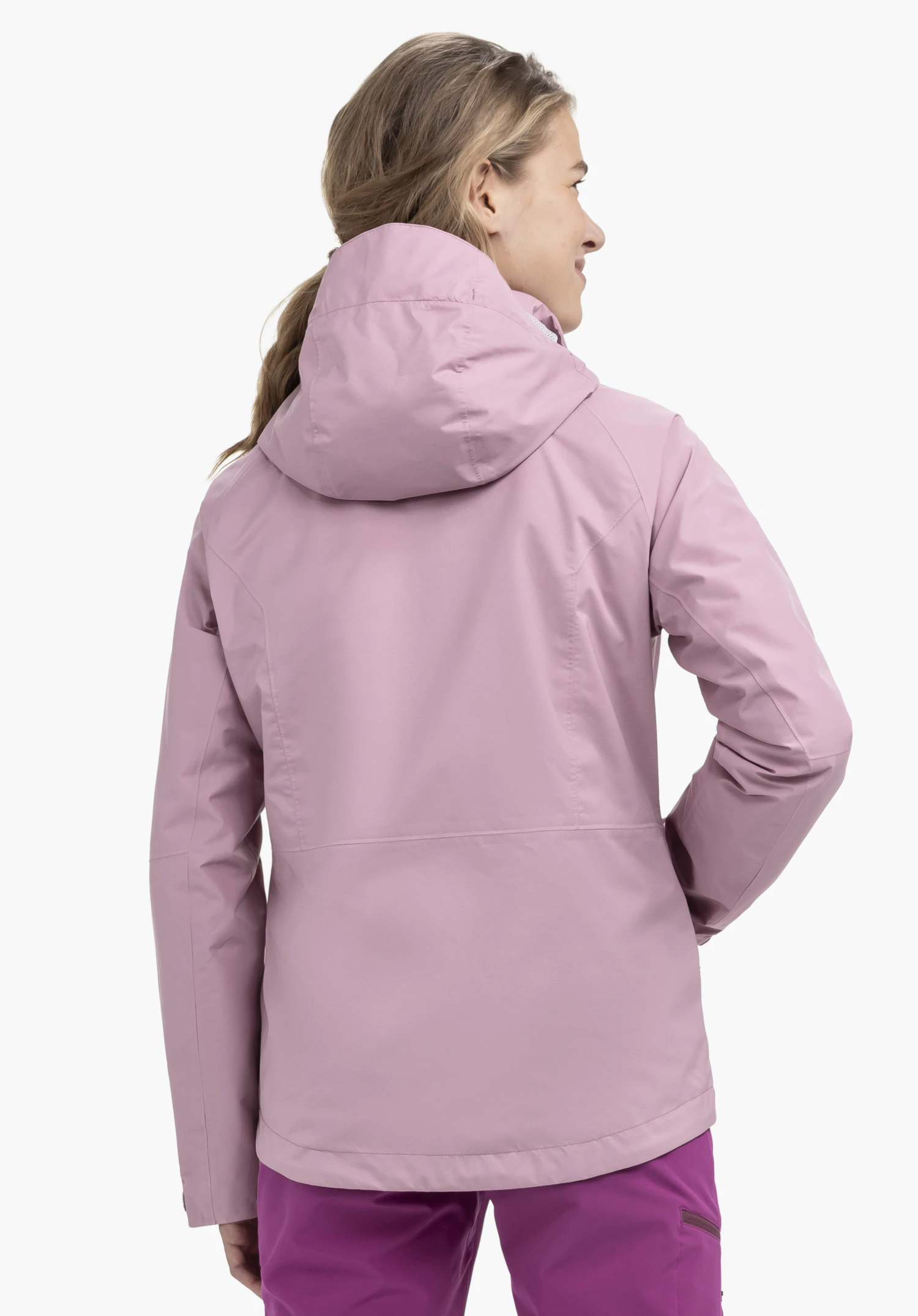 Jacket Easy XT L in het roze gedragen door een model in rugaanzicht tegen een neutrale achtergrond.