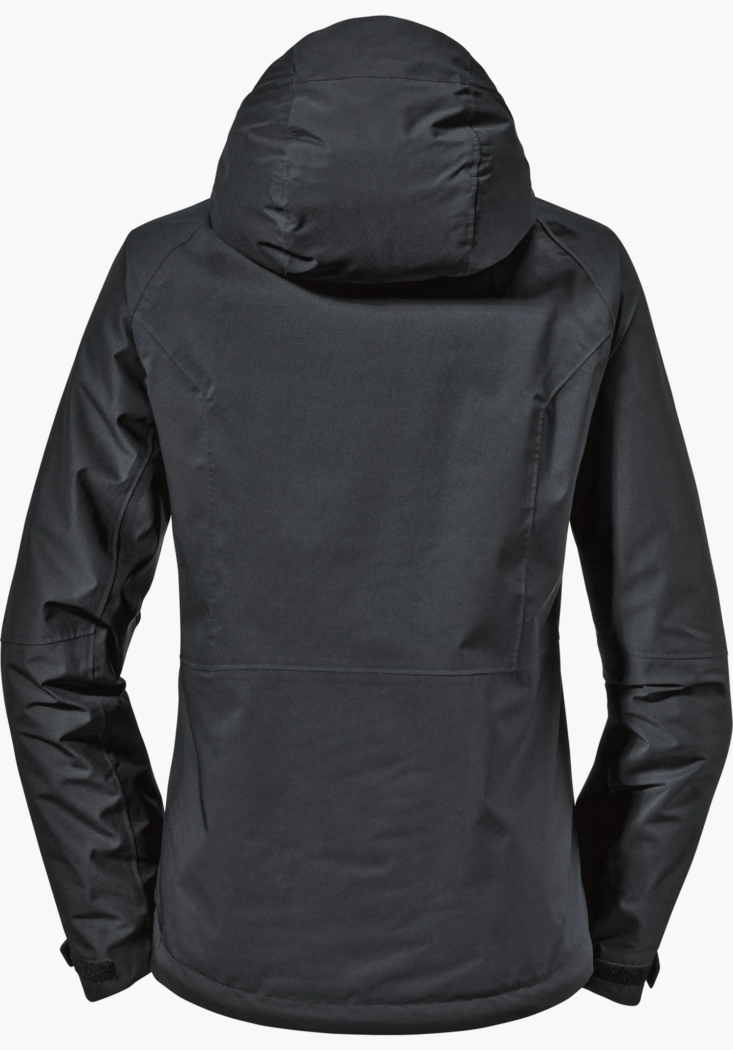Jacket Easy XT L shows the back view of the black jacket with a hood, isolated on a white background.