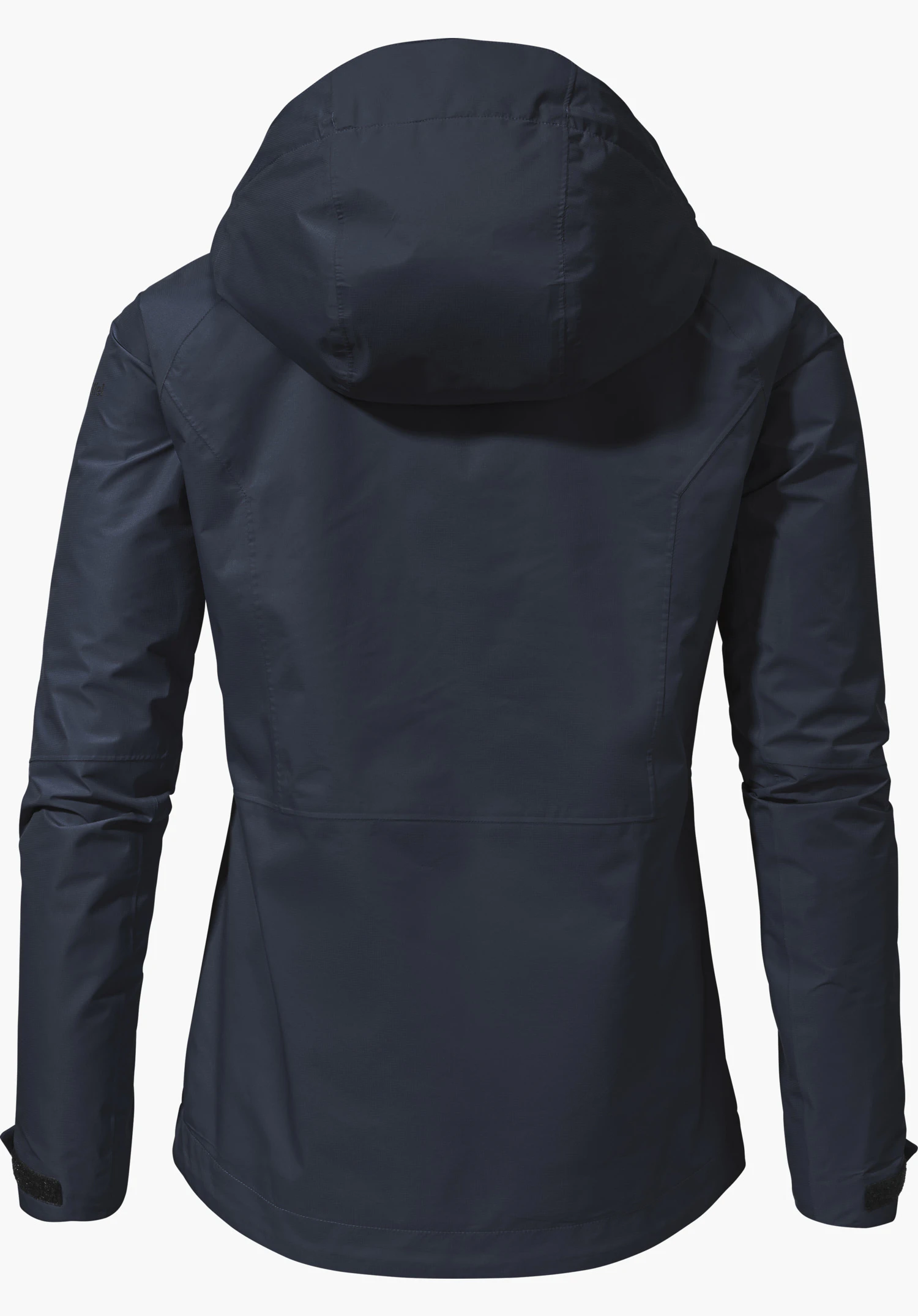 Jacket Easy XT L in blue, shown from the back with a hood, isolated against a white background.