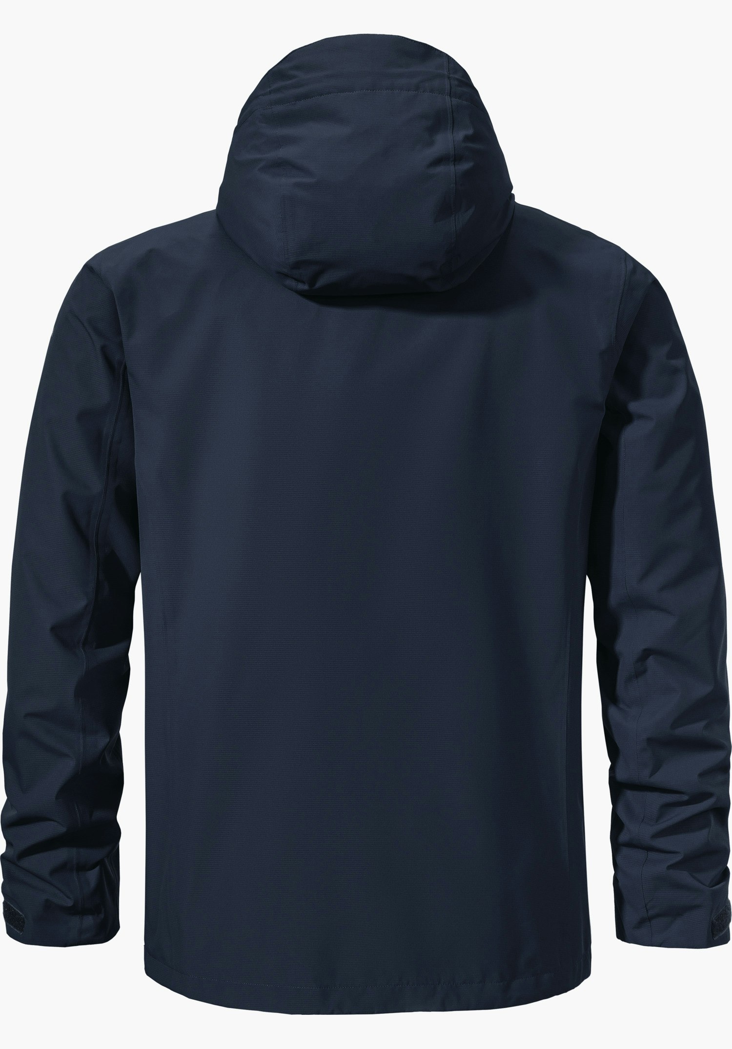 Jacket Gmund M dunkelblaue Jacke mit Kapuze, Rückenansicht; hängt gerade, Ärmel leicht gekräuselt; weißer Hintergrund.