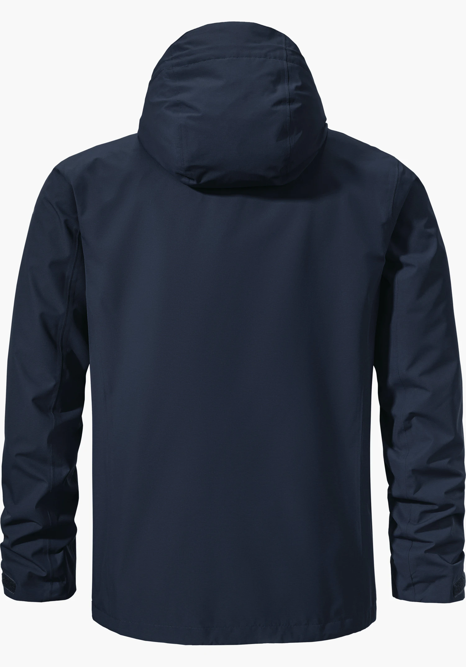 Jacket Gmund M dark blue jacket with hood, rear view; hanging straight, sleeves slightly gathered; white background.