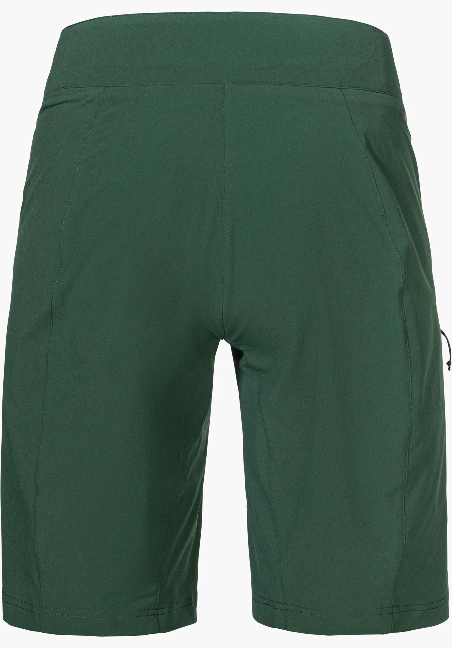 Shorts Danube L in Grün mit seitlich sichtbarem Schöffel-Logo, freigestellt vor weißem Hintergrund.