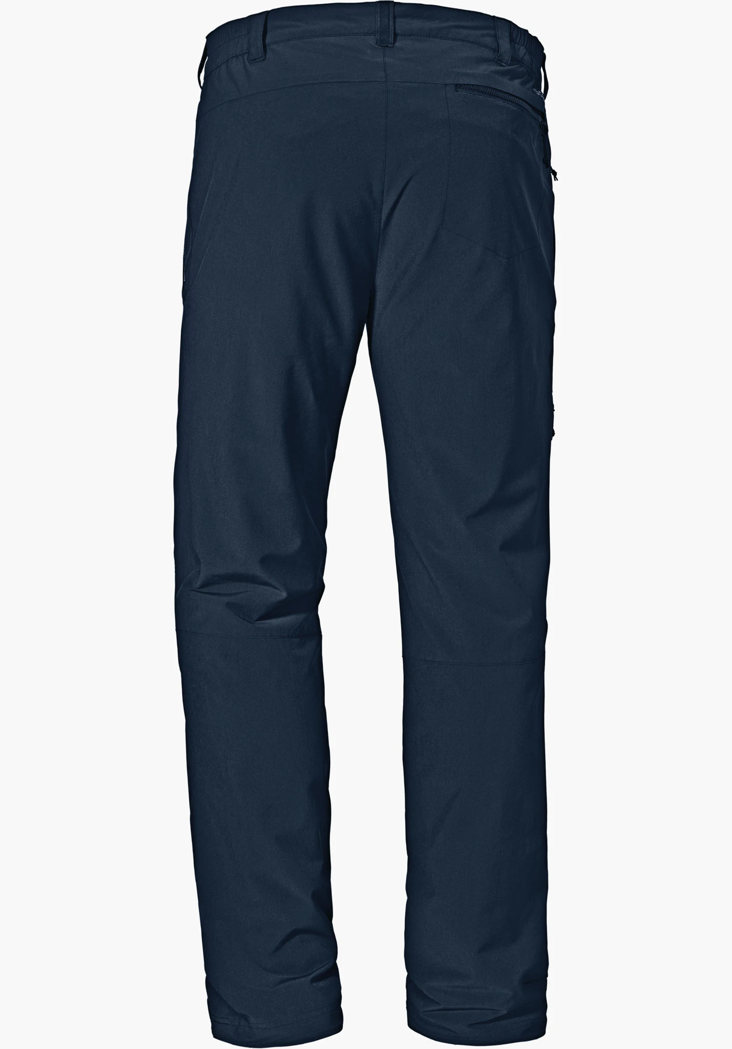 Pants Koper1 Warm M dark blue outdoor trousers, presented from the back; straight cut with knee darts, belt loops and side zip pocket; neutral light background.