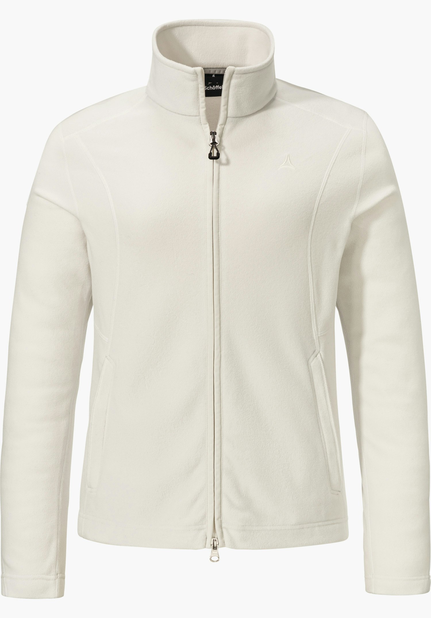 CIRC Longsleeve Style Smue MNS Geel langarm shirt met hoge ronde hals, frontaal gepresenteerd tegen witte achtergrond; klein Schöffel-logo op de linker borst en in de kraag.