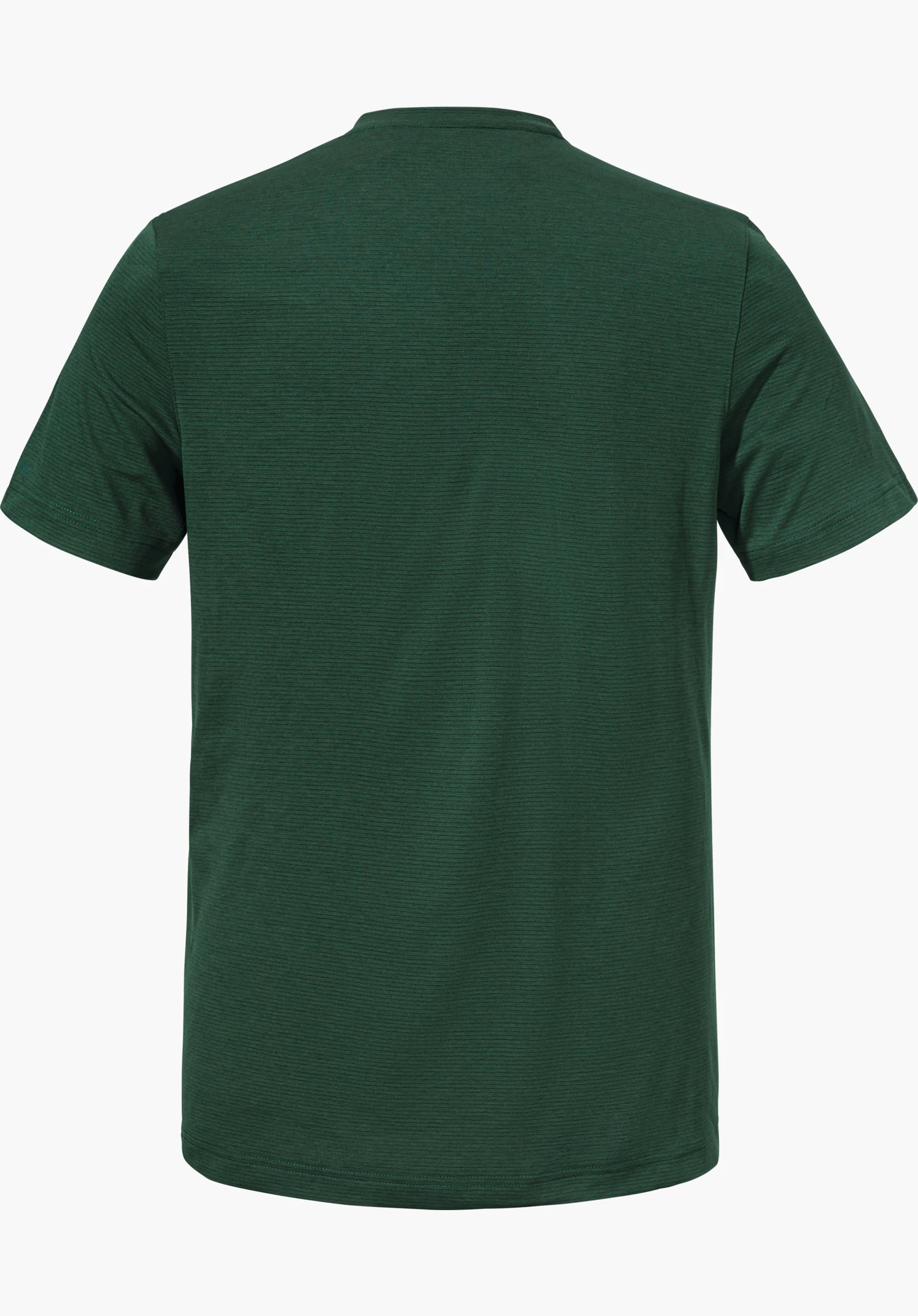 CIRC T Shirt Tauron M T-shirt vert foncé, vue de dos; à plat sur fond blanc, manches courtes, ourlet droit, texture fine, sans imprimés ni logos.