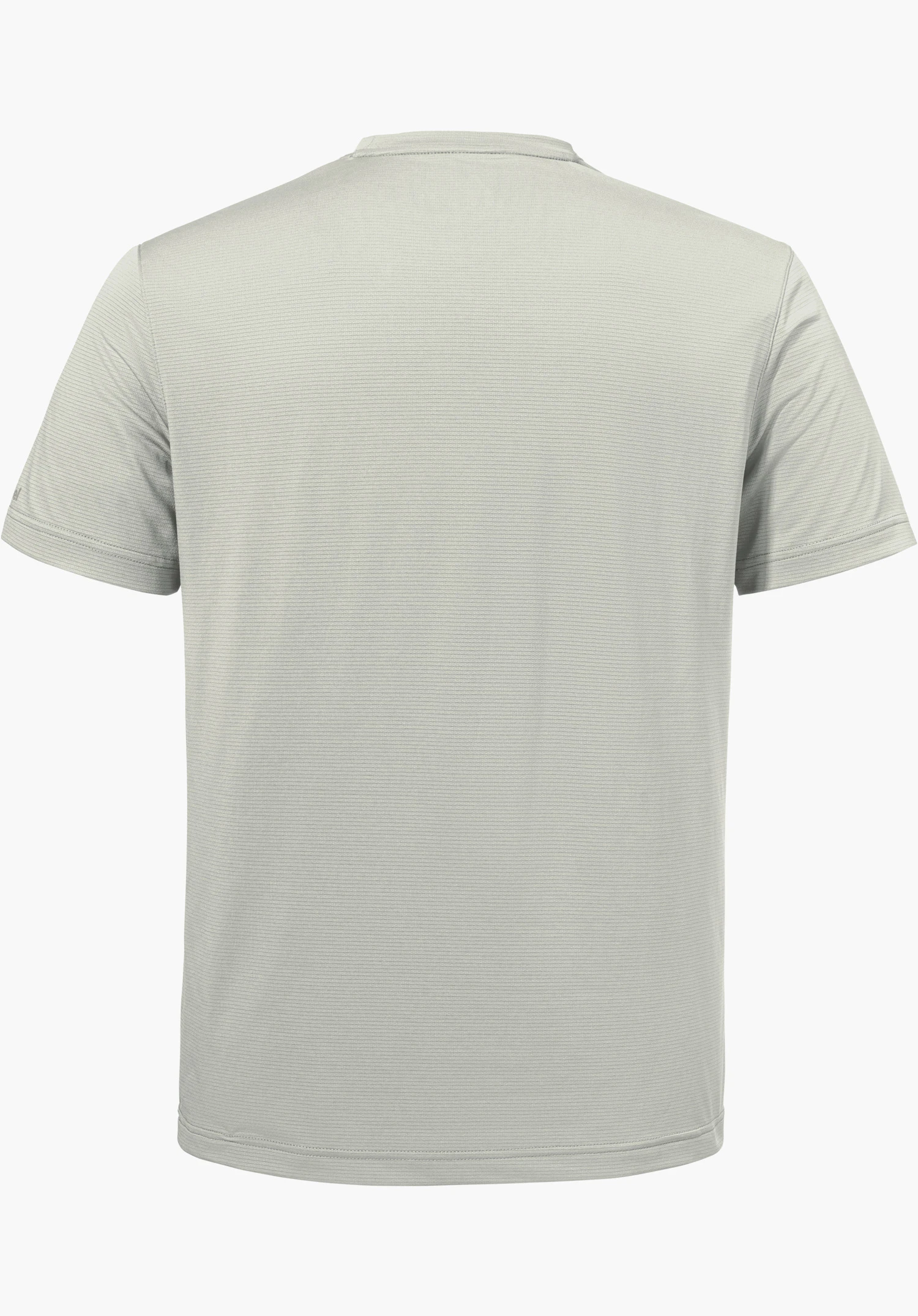 CIRC T Shirt Sulten M in Grau in der Rückansicht mit einem Schöffel-Logo auf dem linken Ärmel, freigestellt vor weißem Hintergrund.
