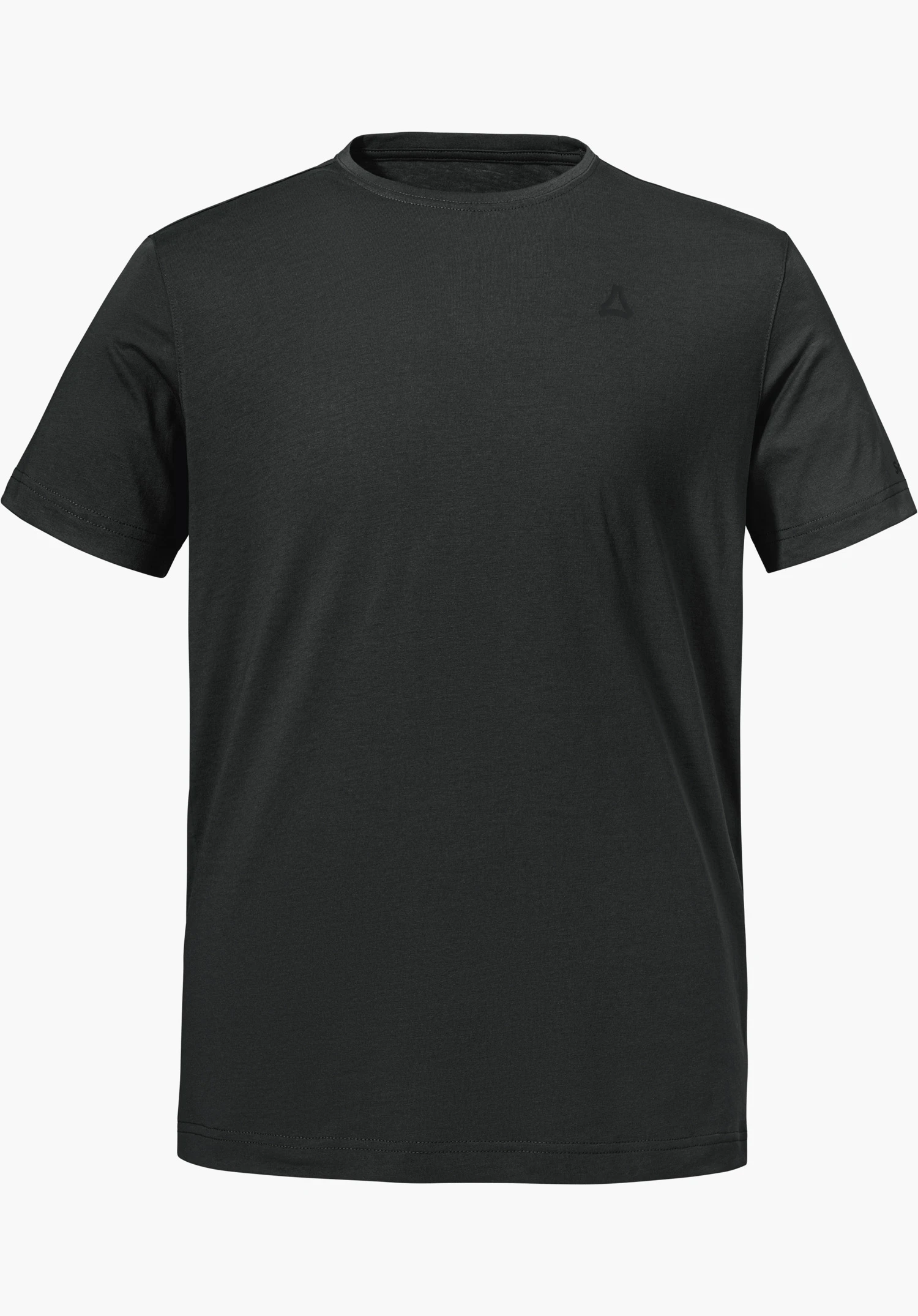 T Shirt Buchberg M in black with a crew neck and subtle Schöffel logo on the chest, isolated on a white background.