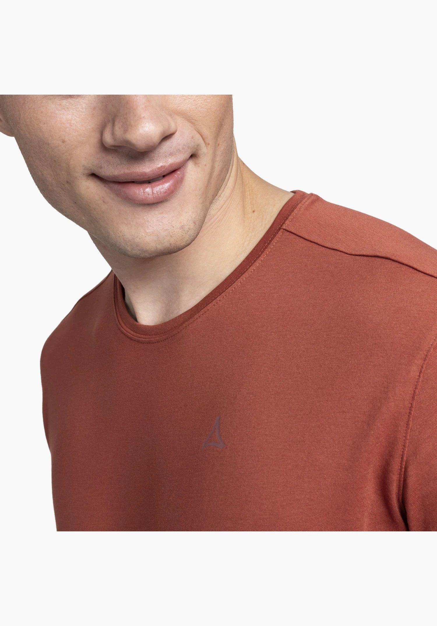 T Shirt Hohberg M shows the round neckline and the subtle Schöffel logo on the chest in red. Close-up against a white/neutral background.