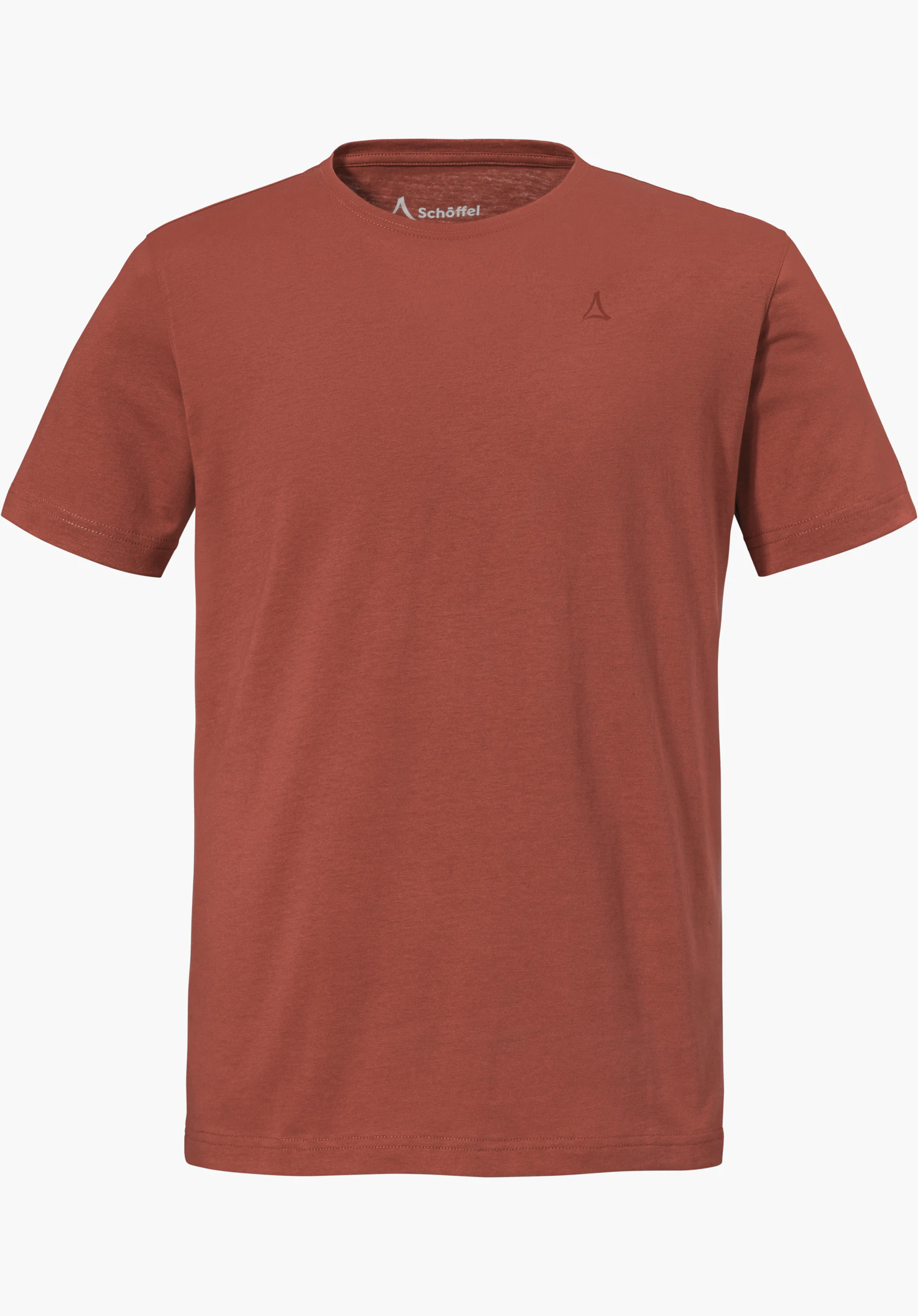T Shirt Hohberg M in red colour with short sleeves, a round neckline and a subtle Schöffel logo on the left chest, isolated against a white background.