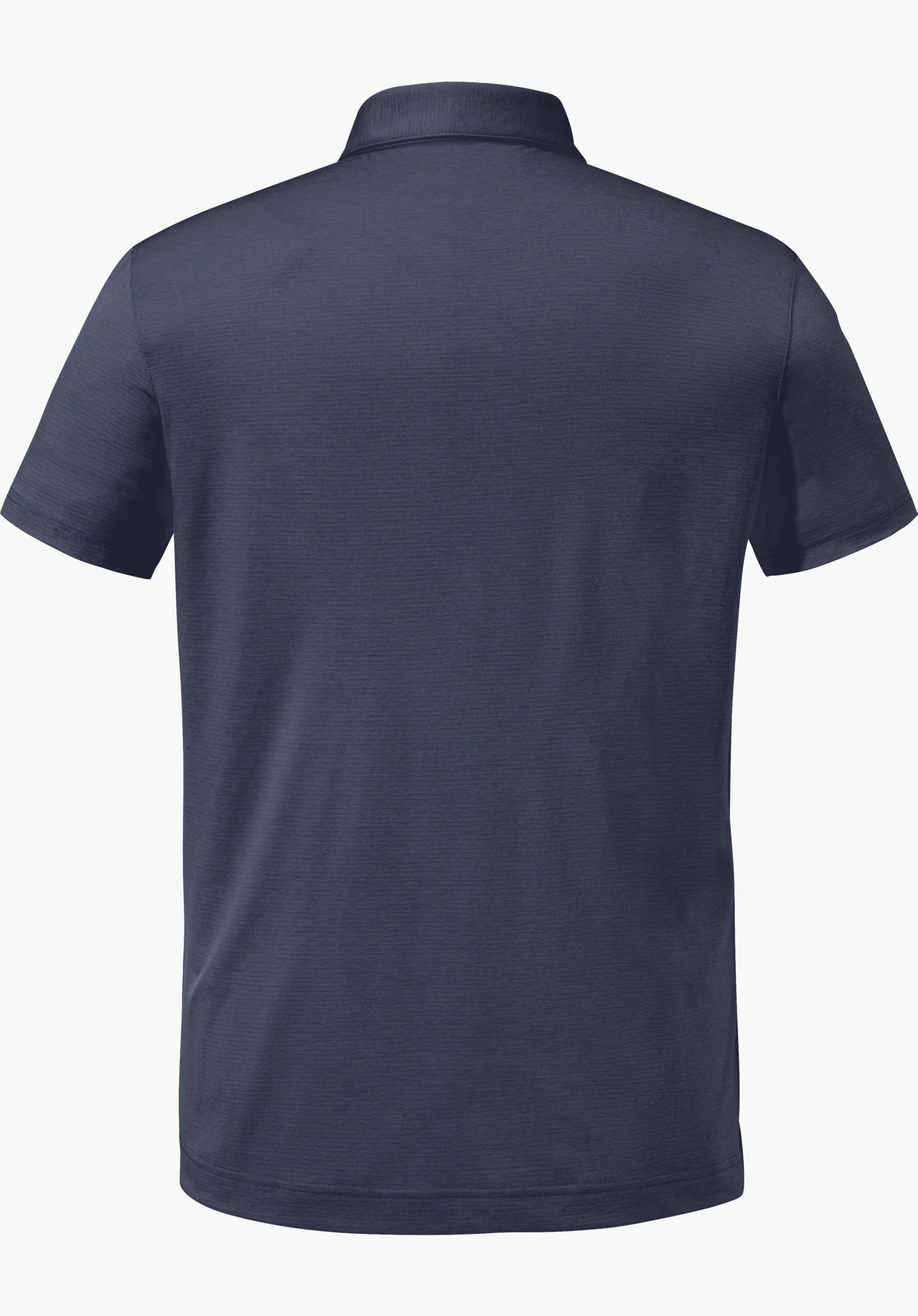 CIRC Polo Shirt Tauron M in blue shows the back view with a collar and short sleeves, isolated against a white background.