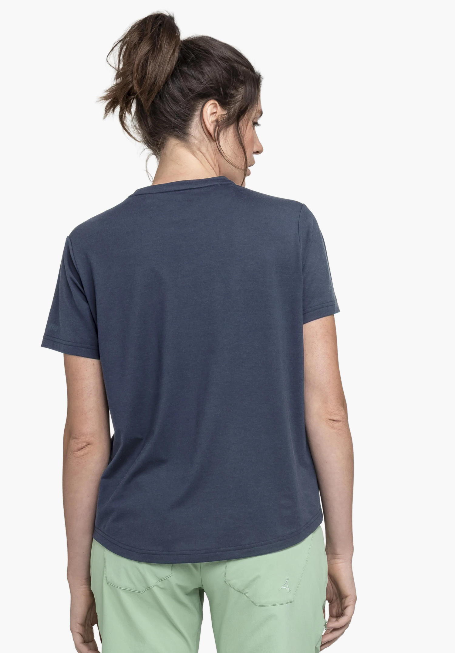 T Shirt Haberspitz L in blue shown from the back on a model against a neutral background, with the Schöffel logo subtly visible on the sleeve.
