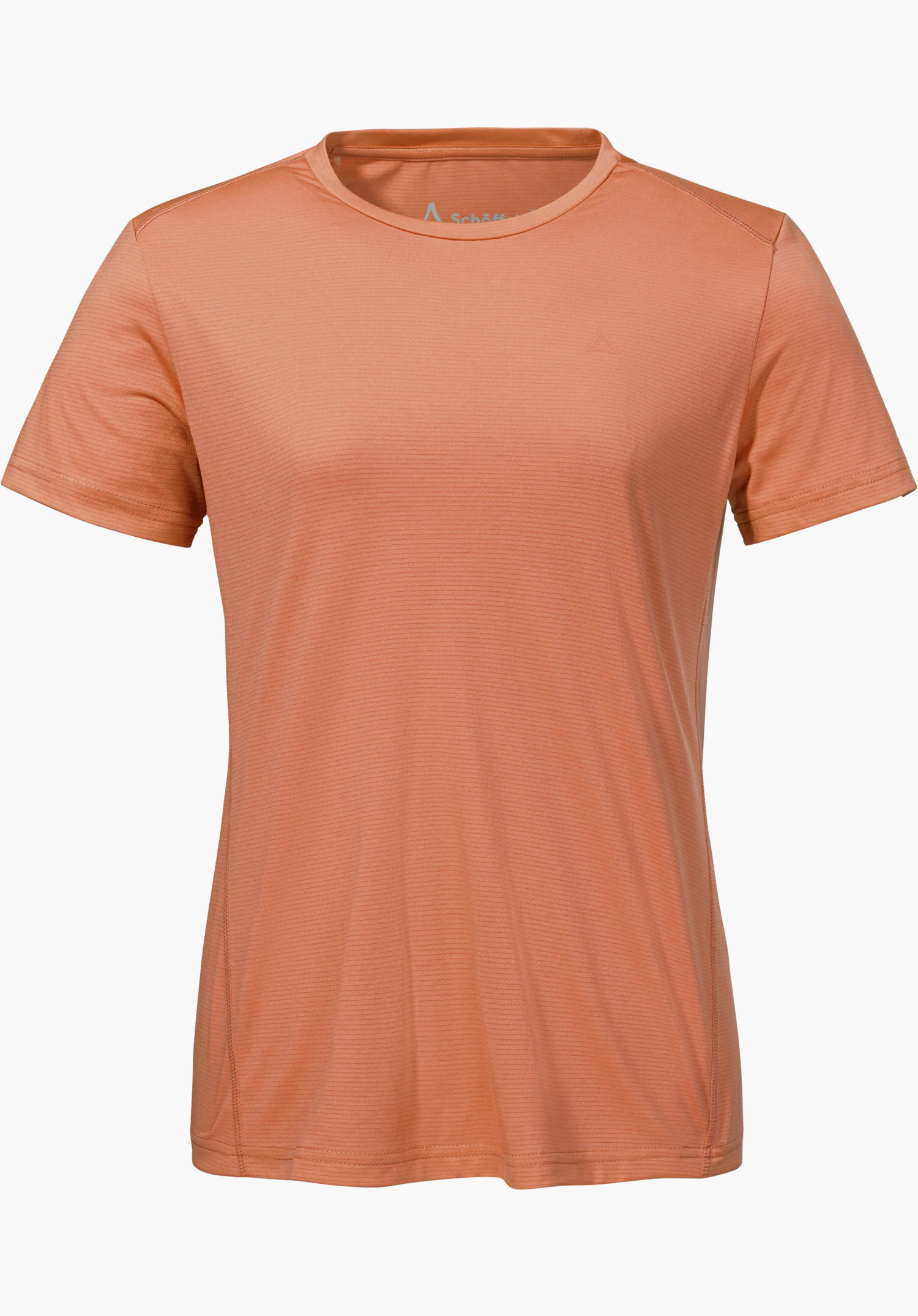 CIRC T Shirt Tauron L in leuchtendem Orange mit dezentem Schöffel-Logo auf der linken Brust, freigestellt vor weißem Hintergrund.