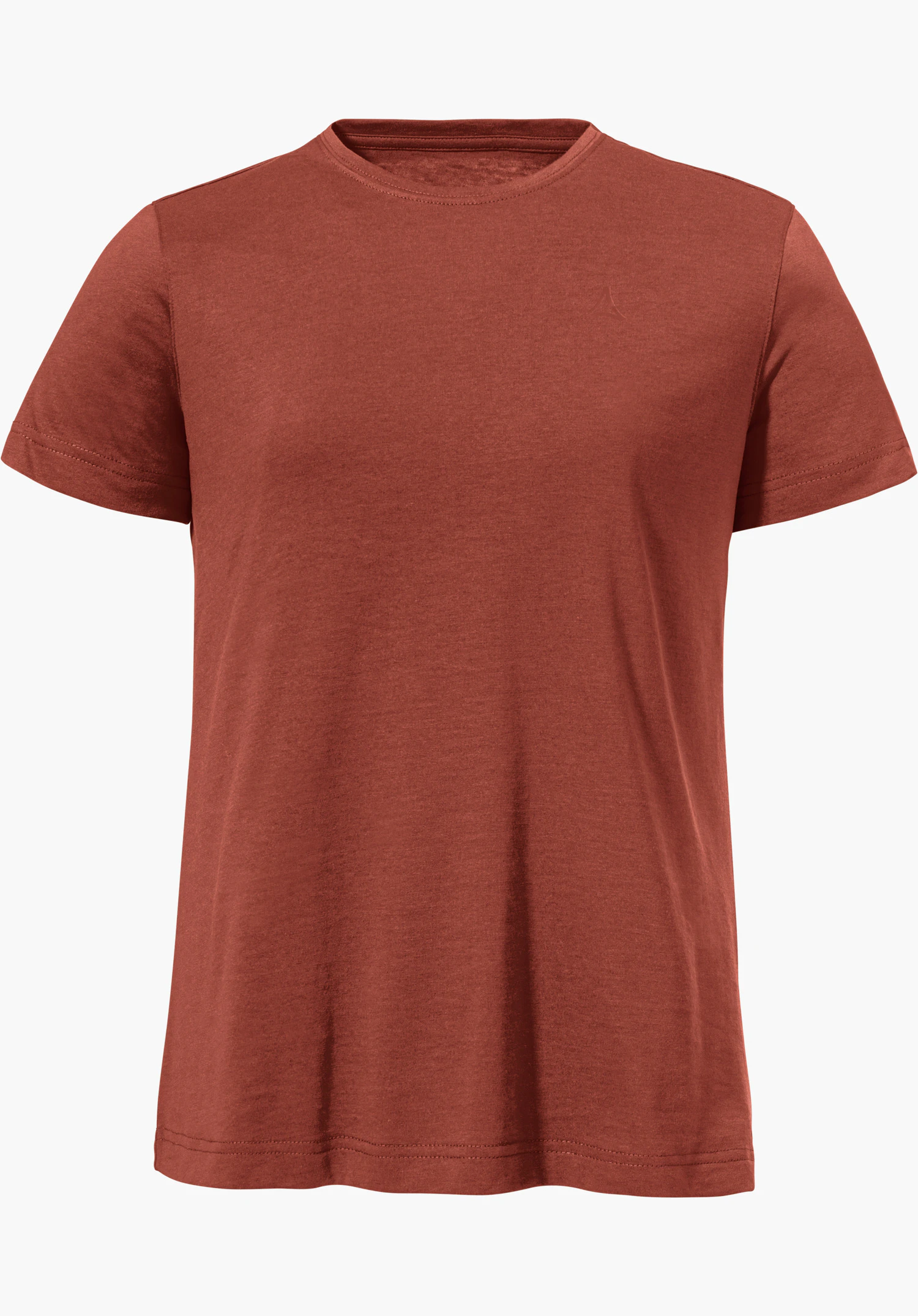 T Shirt Hohberg L en rouge avec un col rond et des manches courtes, isolé sur fond blanc.