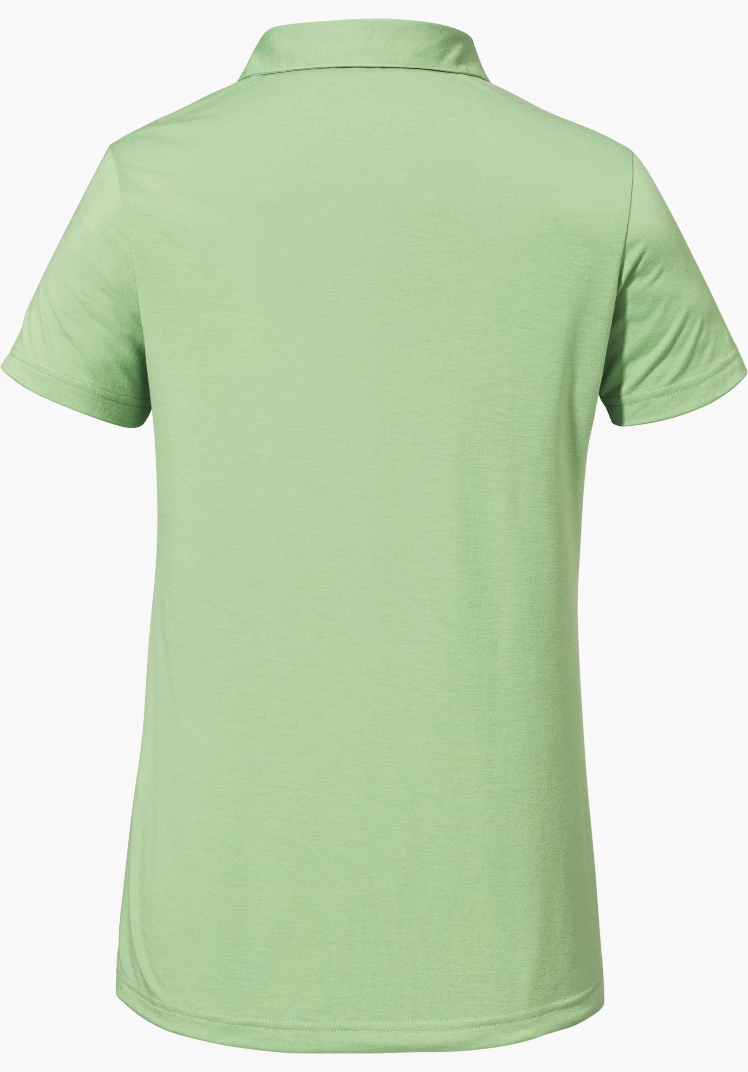 Polo Shirt Ramseck L in green shows the back view with short sleeves and a classic polo collar, isolated on a white background.