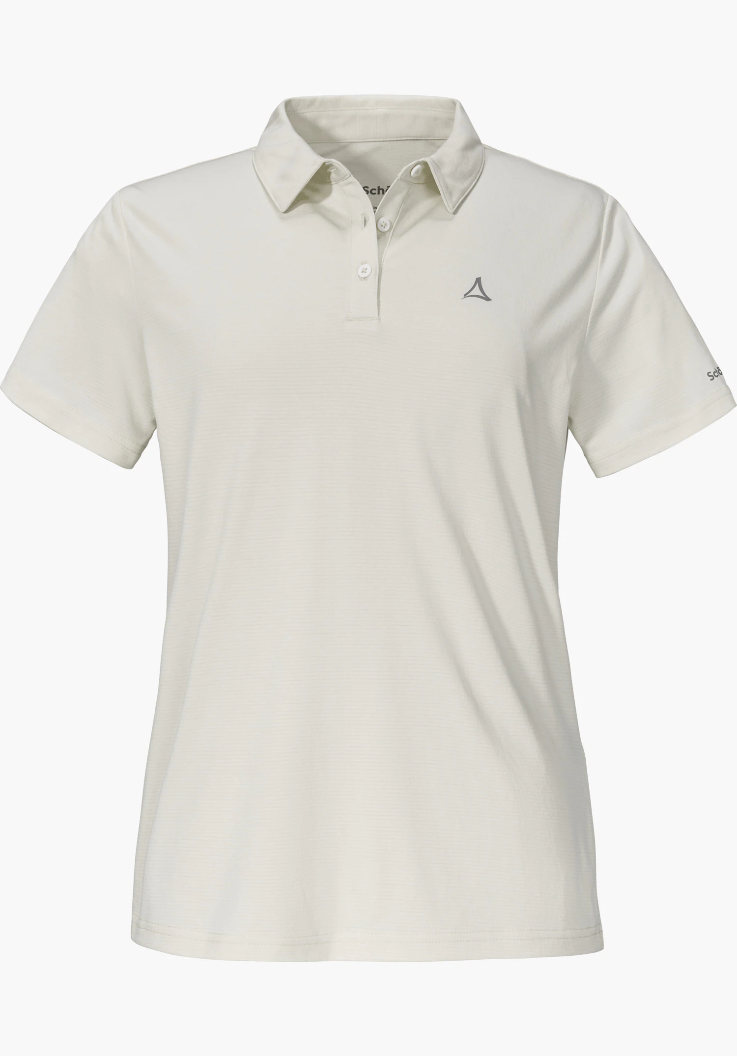 CIRC Polo Shirt Tauron L als veelzijdige top in de kleur natuur met een Schöffel-logo op de linkerborst, vrijstaand tegen een witte achtergrond.