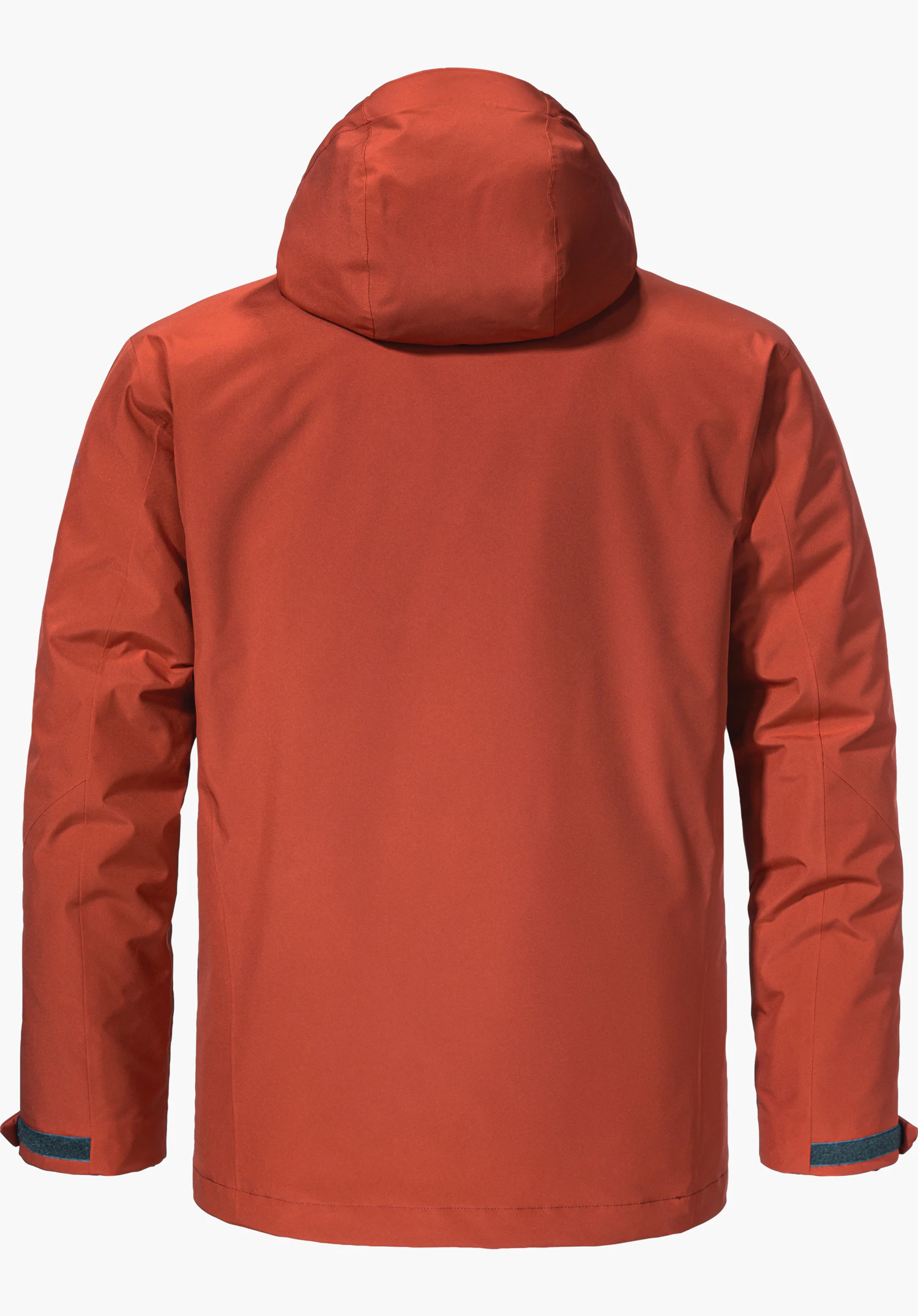 3in1 Jacket Style Tamina MNS dunkelrote Multifunktionsjacke, Rückenansicht mit aufgesetzter Kapuze; Ärmel leicht geknittert, gerader Saum; freigestellt vor weißem Hintergrund.