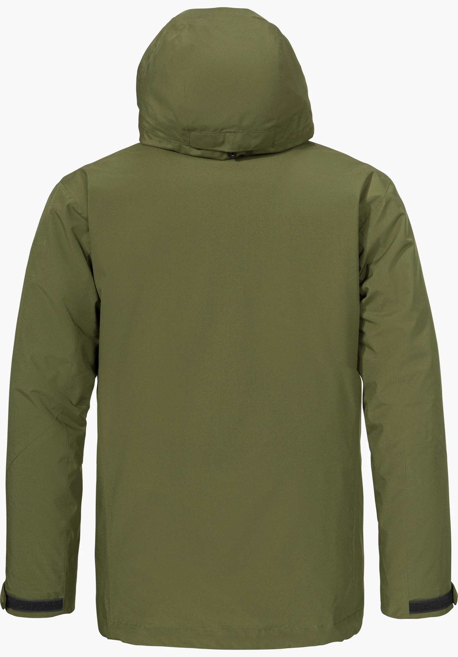 3in1 Jacket Style Tamina MNS in green with a hood and long sleeves, shown from the back and isolated on a white background.
