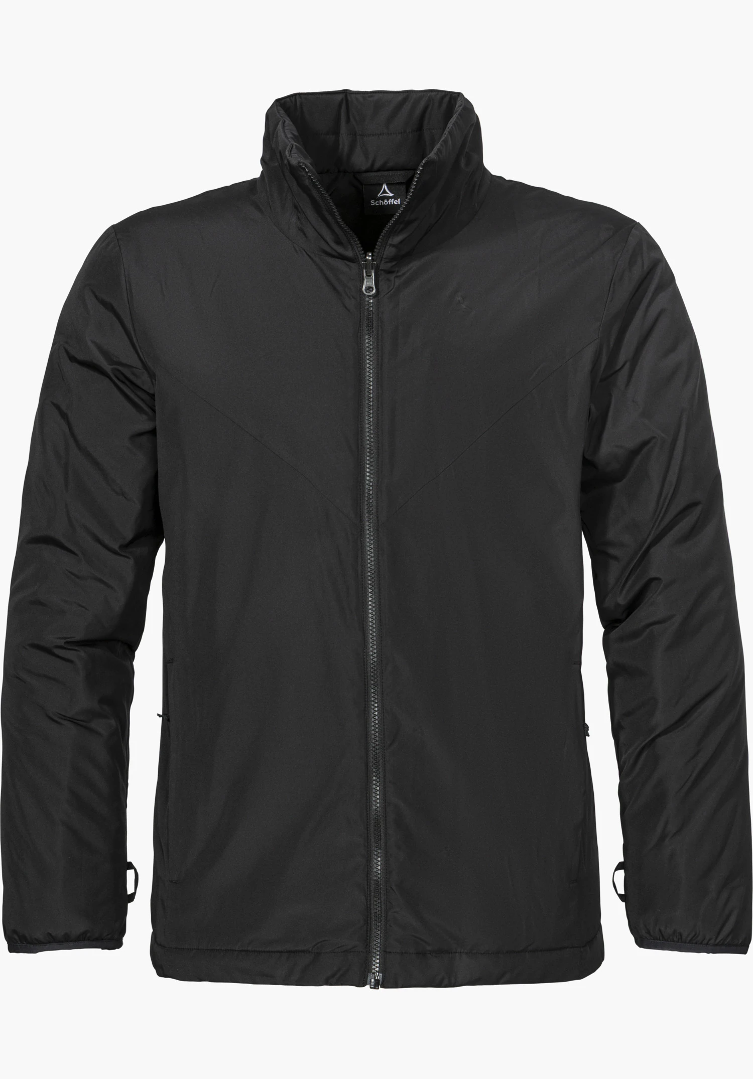 3in1 Jacket Style Tamina MNS in het groen met volledige ritssluiting, hoge kraag en zichtbare Schöffel-opdruk op de binnenkraag vrijstaand tegen een witte achtergrond.