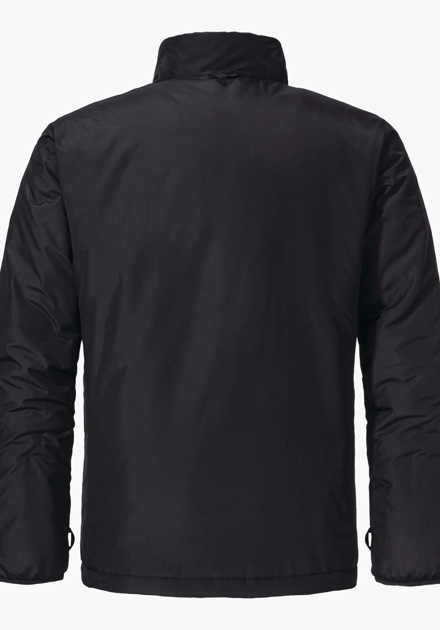 3in1 Jacket Style Tamina MNS jacket, back view, laid flat; sleeves slightly gathered, high stand-up collar, smooth deep black surface against a neutral white background.
