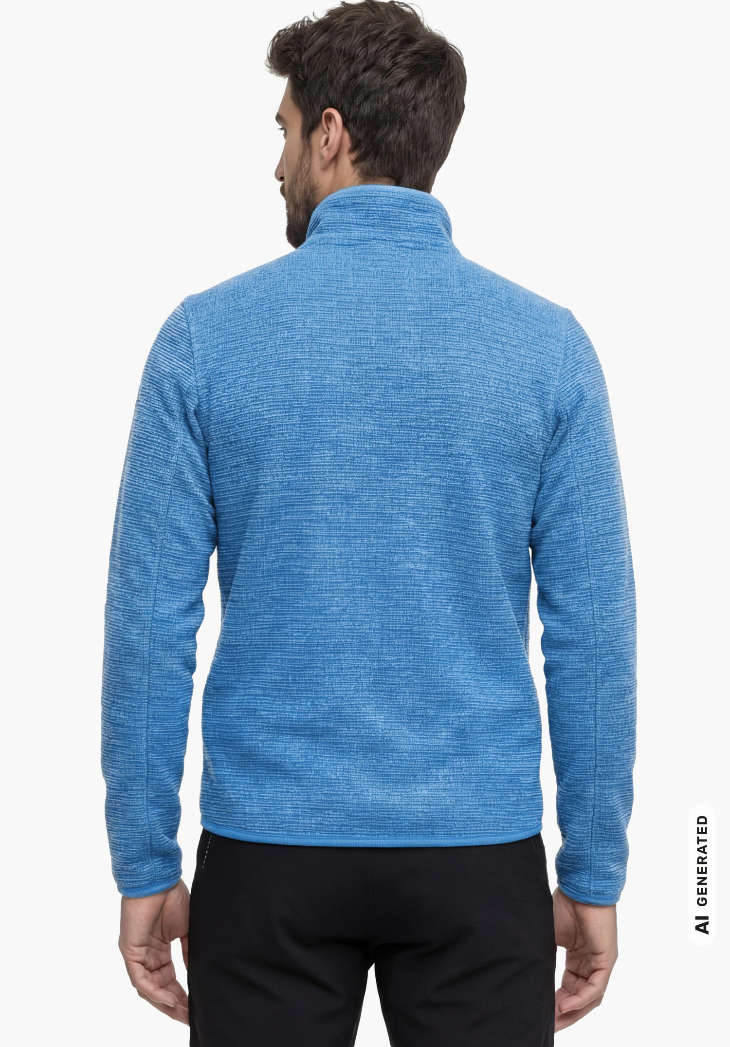 CIRC Fleece Jk Style Terxa MNS in blue, worn by a male model standing upright and shown from the back with arms hanging down against a white background. (AI-generated)