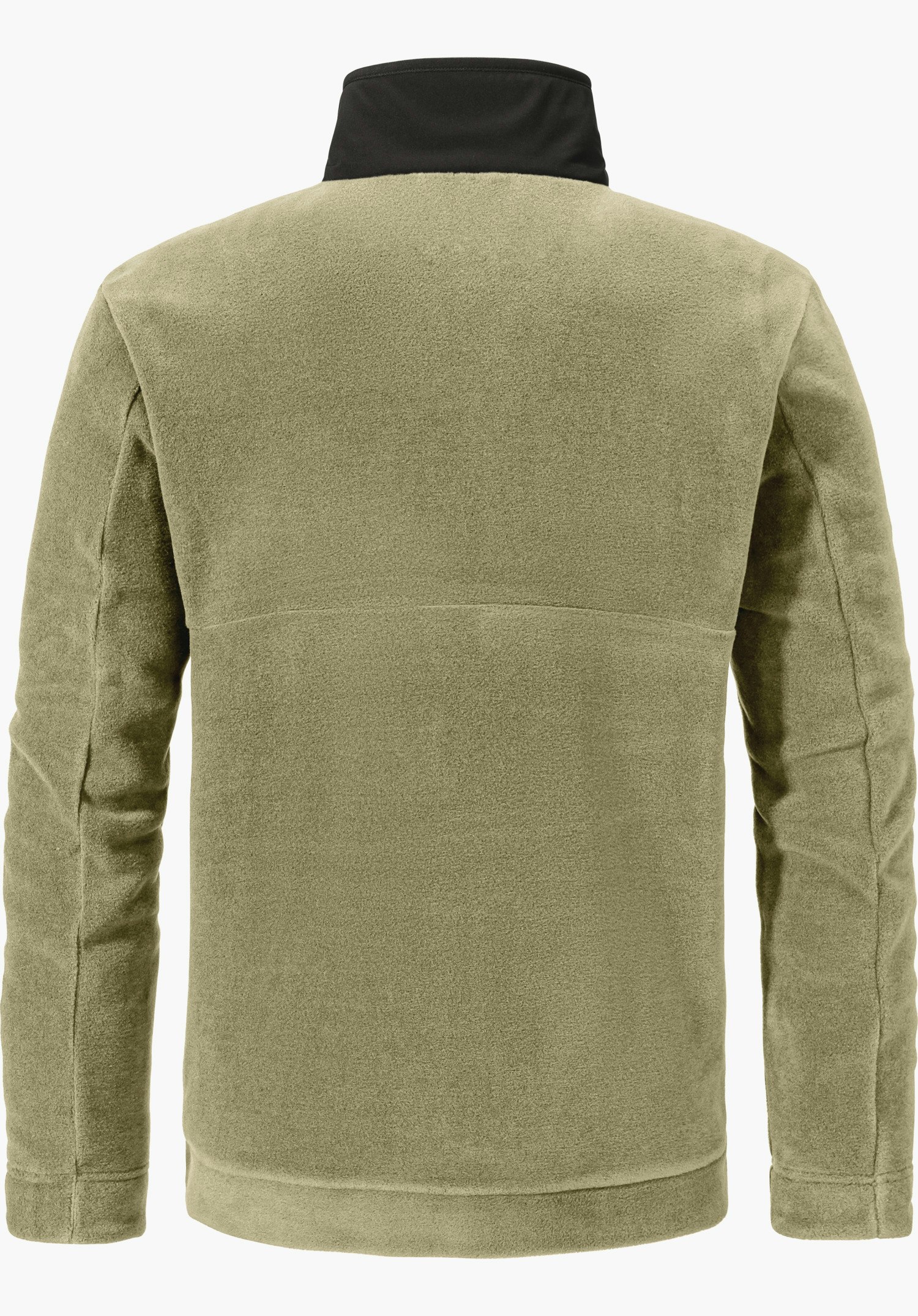 Fleece Jk Style Gregale MNS Fleecepullover, hellgrün, ist von hinten abgebildet; schwarzer Stehkragen, lange Ärmel, liegt flach vor einfarbigem Hintergrund.
