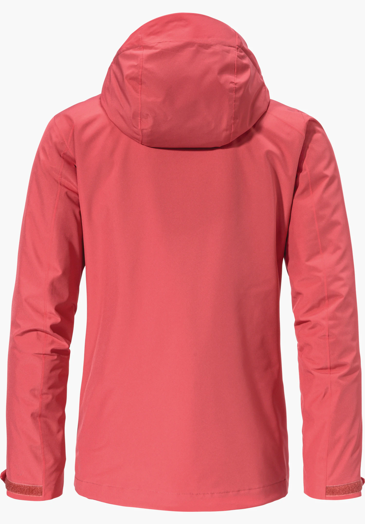 3in1 Jacket Style Tamina WMS red 3-in-1 jacket, shown from the back; long sleeves, smooth weatherproof outer surface, hood laid flat; solid white background.