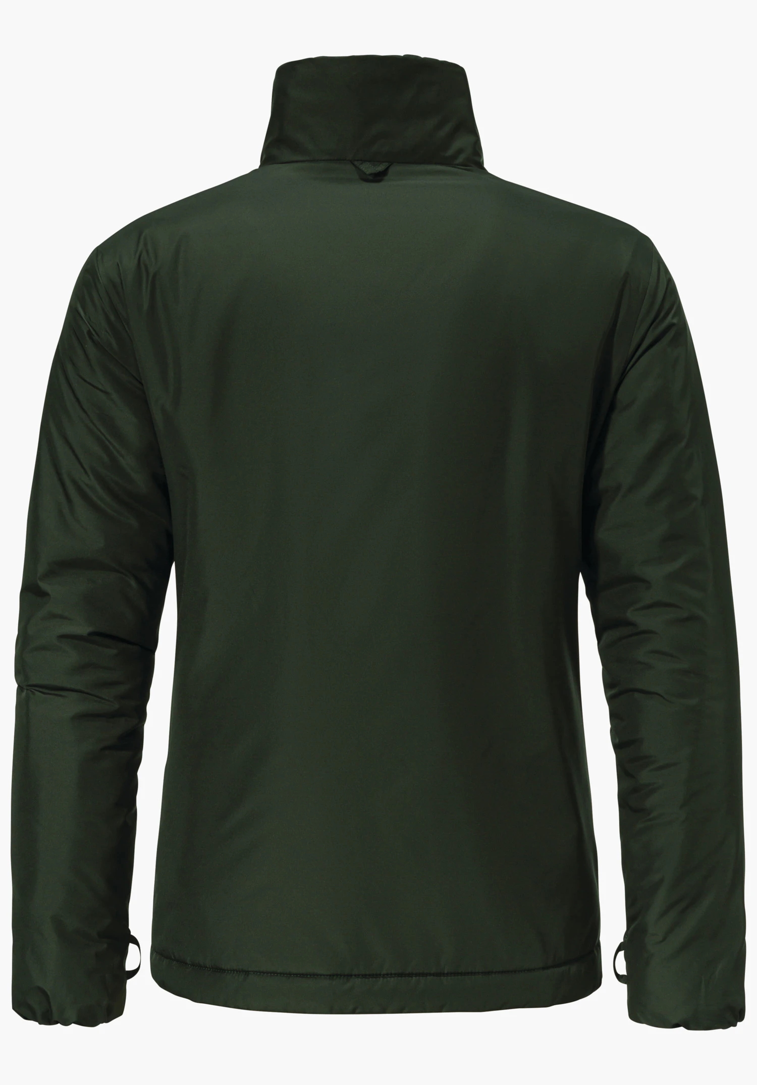 3in1 Jacket Style Tamina WMS donkergroene jas, achteraanzicht; rechtstaand gepresenteerd, hoge kraag, lange mouwen, gladde outdoorstof; neutrale lichte achtergrond.