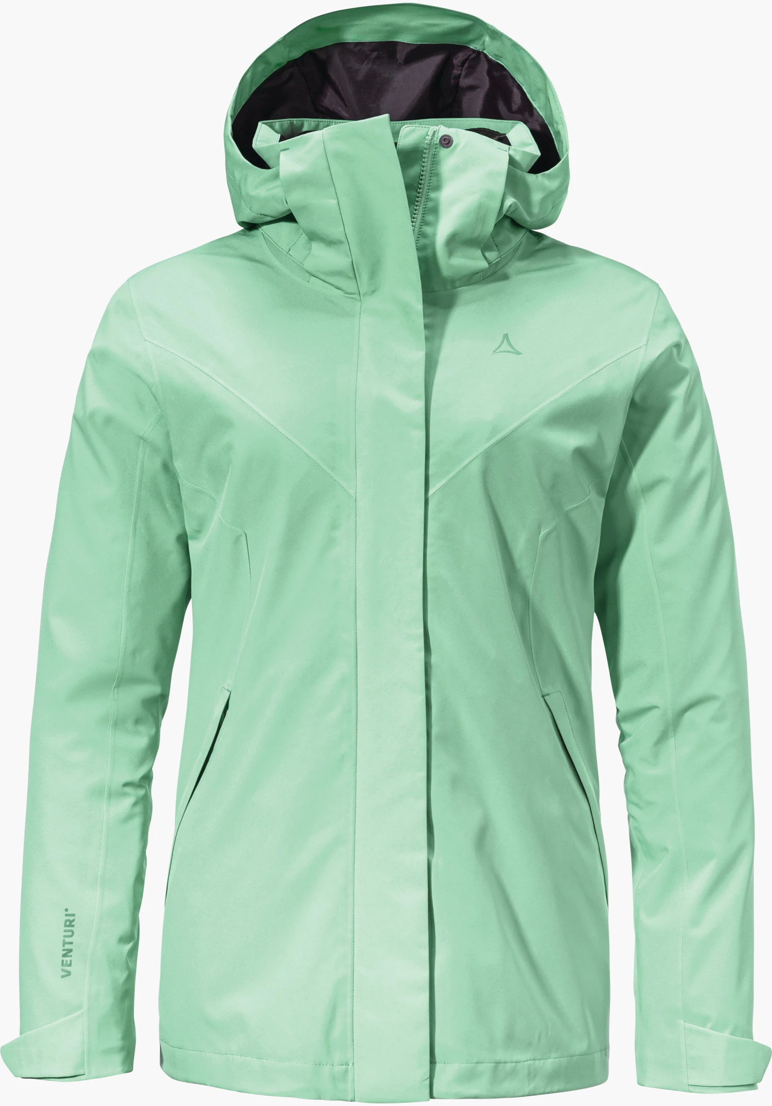 Fleece Jk Style Milagle MNS Donkergroene fleecejas met doorlopende ritssluiting en opstaande kraag; Schöffel-logo op de borst; twee ritszakken; witte achtergrond.