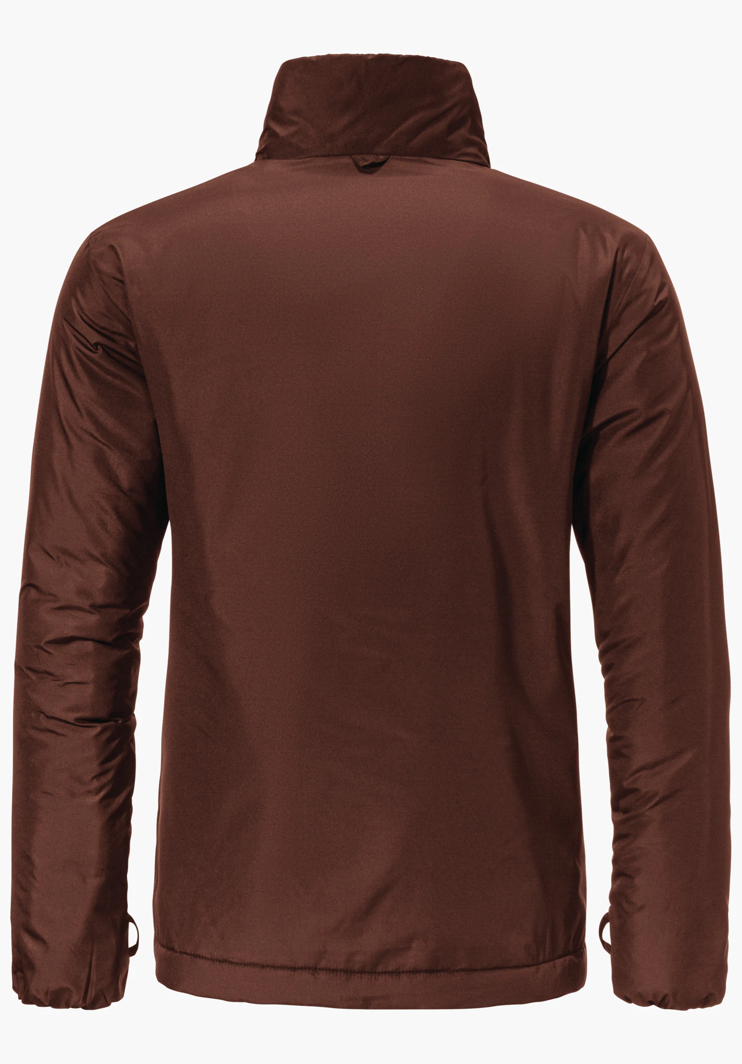 3in1 Jacket Style Tamina WMS dunkelbraune Jacke, Rückansicht, flach präsentiert; langärmlig mit Stehkragen, glatte Oberfläche, bündiger Saum und gerade Passform vor weißem Hintergrund.