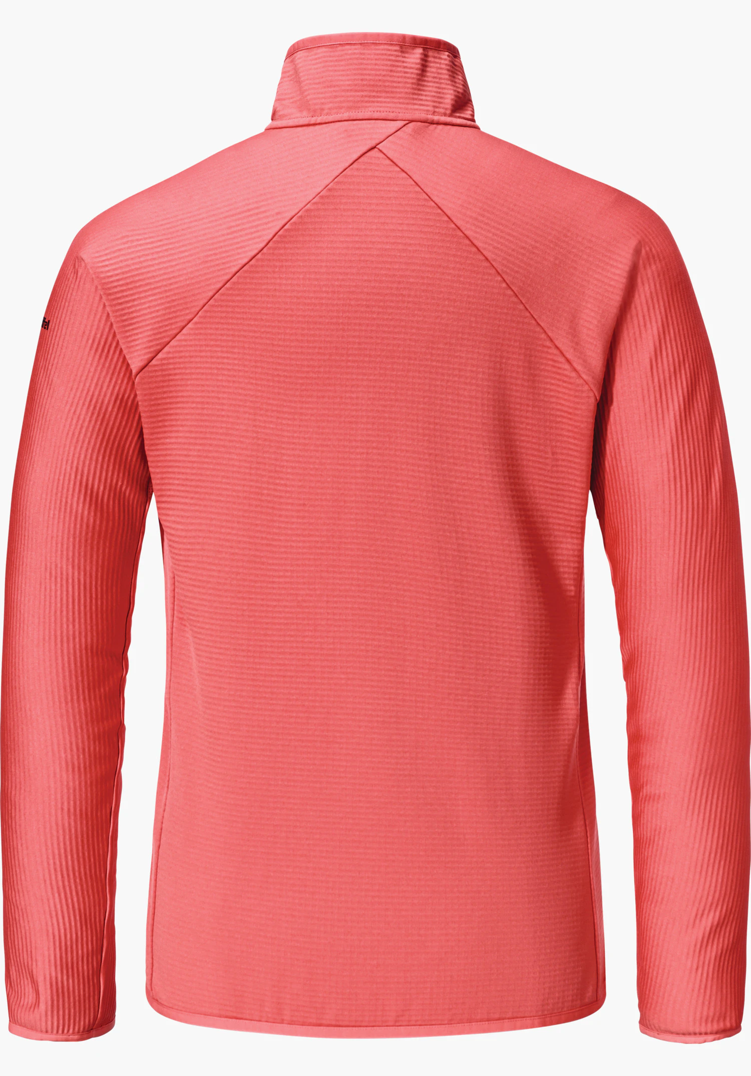 Fleece Jk Style Cascata WMS Haut manches longues rose, vue de dos; à plat, col montant haut et coutures d’épaules diagonales, présentation sobre sur fond blanc.