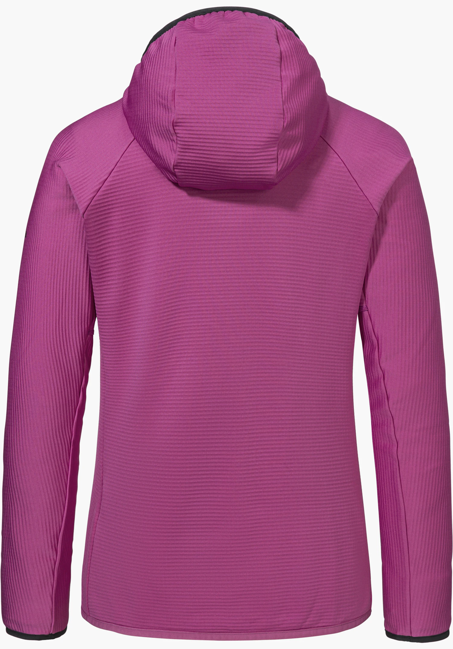 Fleece Hoody Style Cascata WMS in pink, shown from the back with a fine ribbed texture and a hood, isolated on a white background.