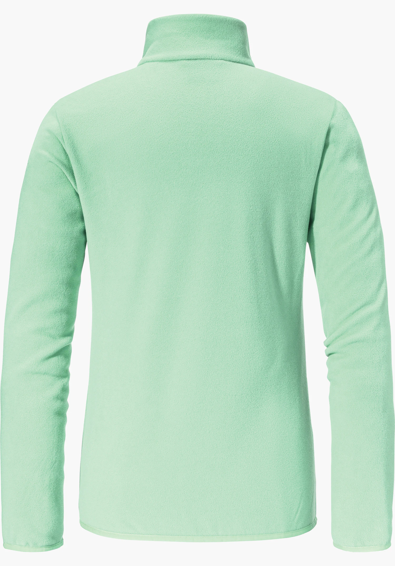 Fleece Jk Style Ash WMS light green fleece top, shown from the back, long sleeves and stand-up collar, on a neutral white background.