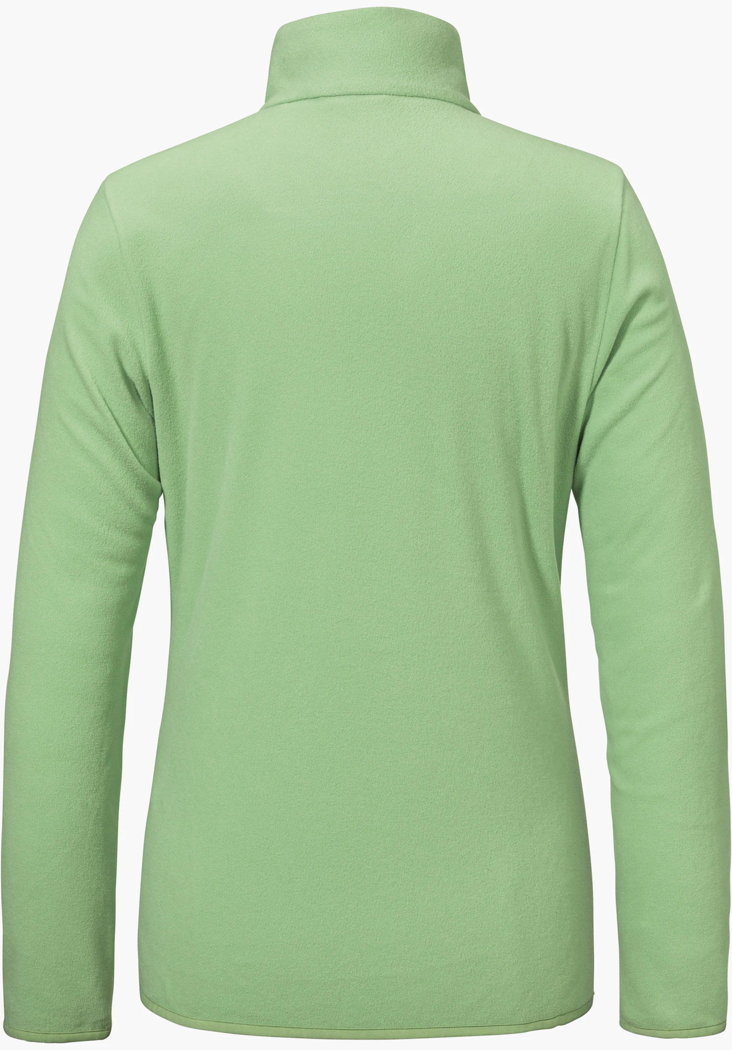 Fleece Jk Style Ash WMS wird in der grünen Rückansicht mit Stehkragen gezeigt, freigestellt vor weißem Hintergrund.