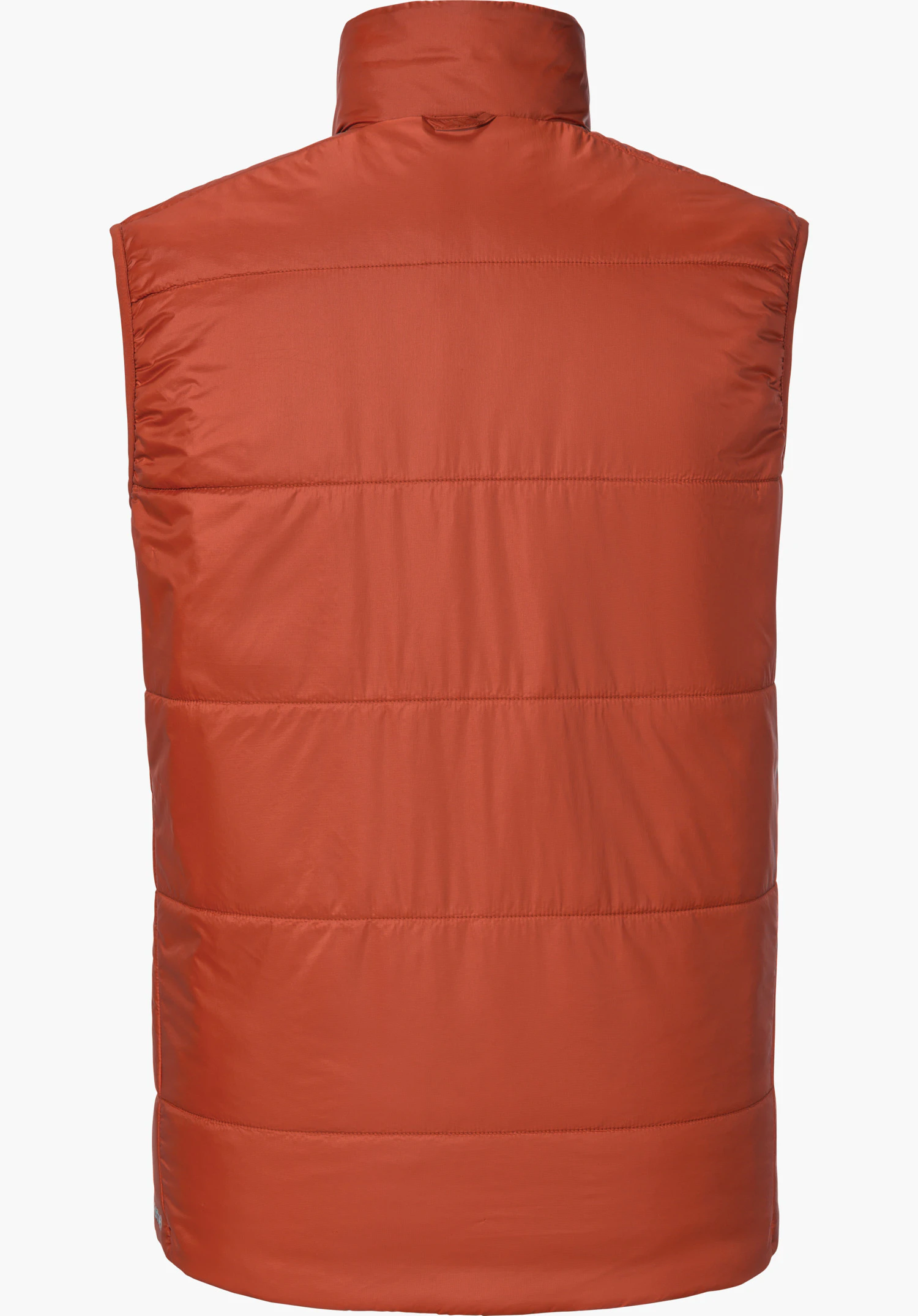 Ins Vest Style Yew MNS Mouwloze gewatteerde bodywarmer, rood, achteraanzicht; ligt plat, horizontaal doorgestikt, met hoge kraag; neutrale witte achtergrond.