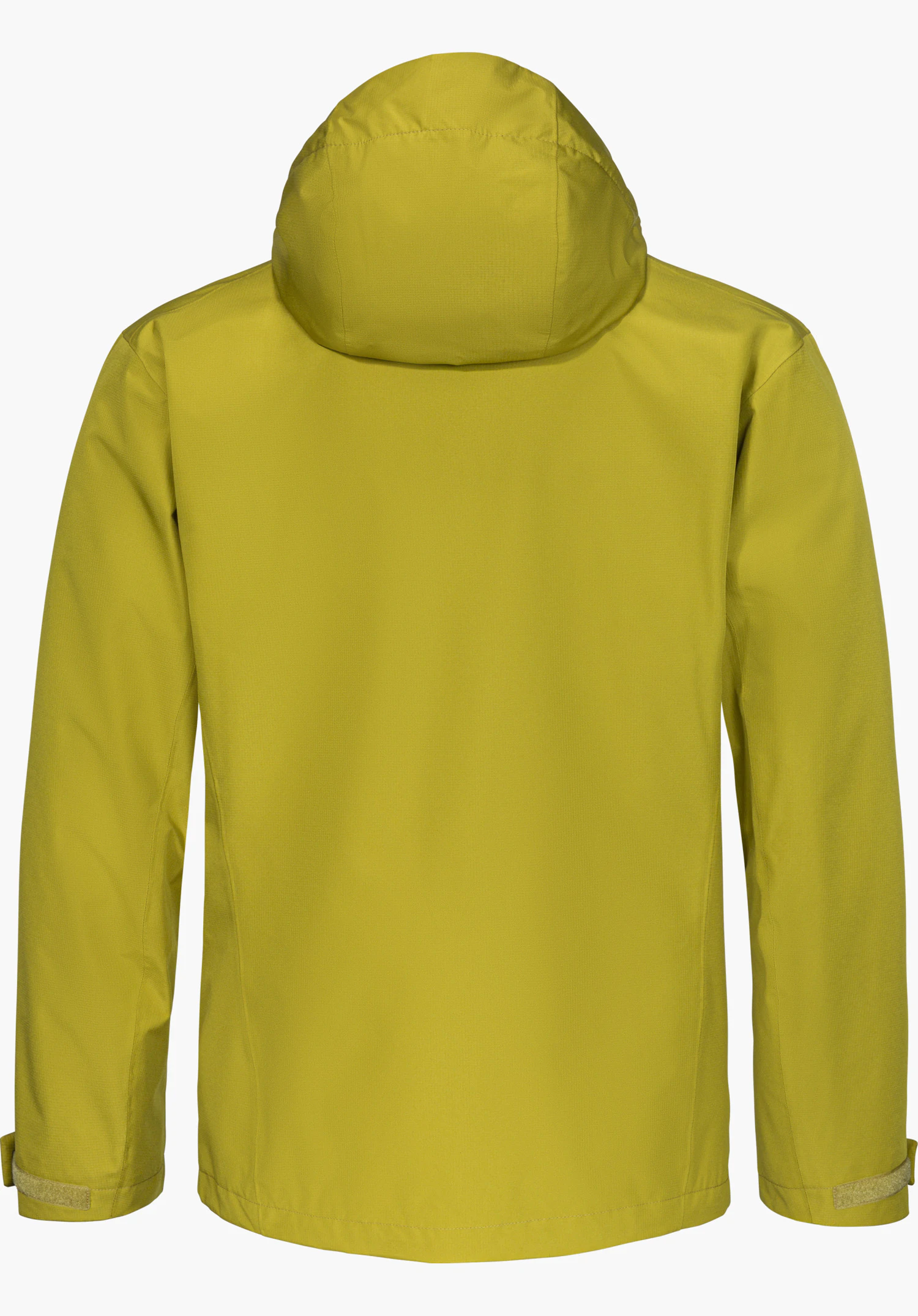 3in1 Jacket Style Okere MNS in yellow, shown from the back with a hood and isolated on a white background.