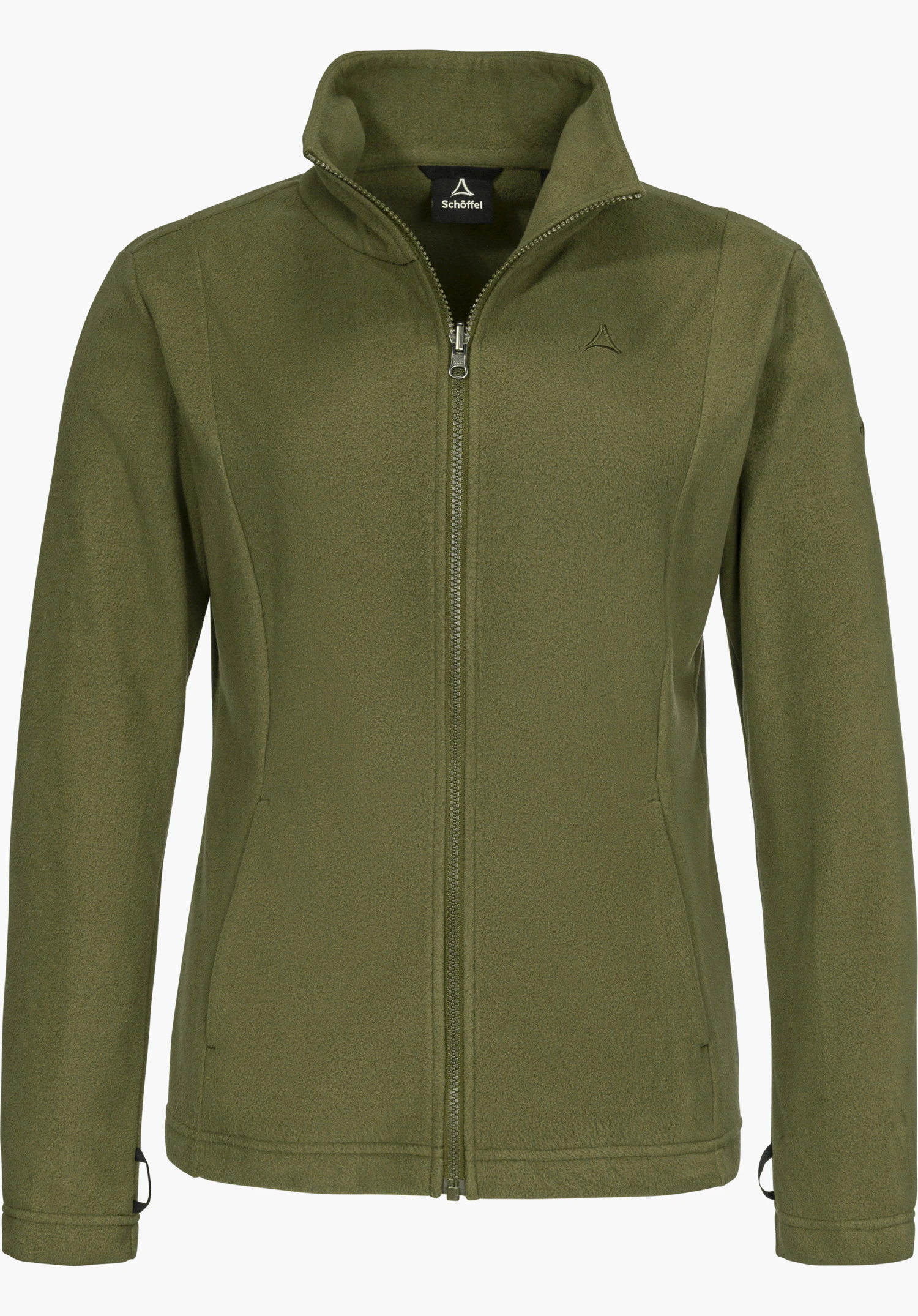 3in1 Jacket Style Okere WMS in grün mit Frontreißverschluss, Stehkragen und sichtbarem Schöffel-Logo auf der Brust freigestellt vor weißem Hintergrund.