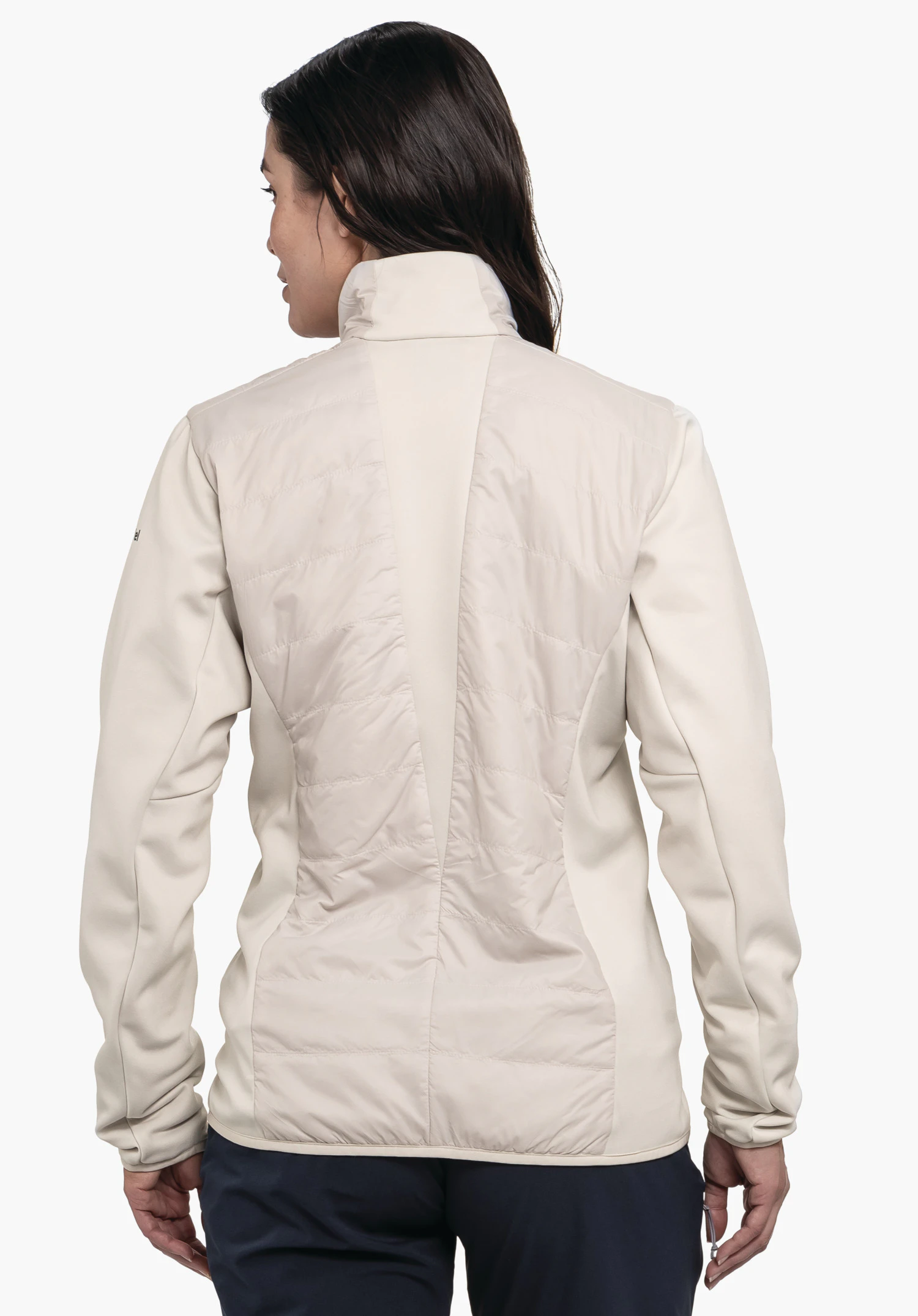 Hybrid Jk Style Cascata WMS light grey quilted jacket worn from the back; person stands against a plain white background; dark blue trousers visible at the bottom.