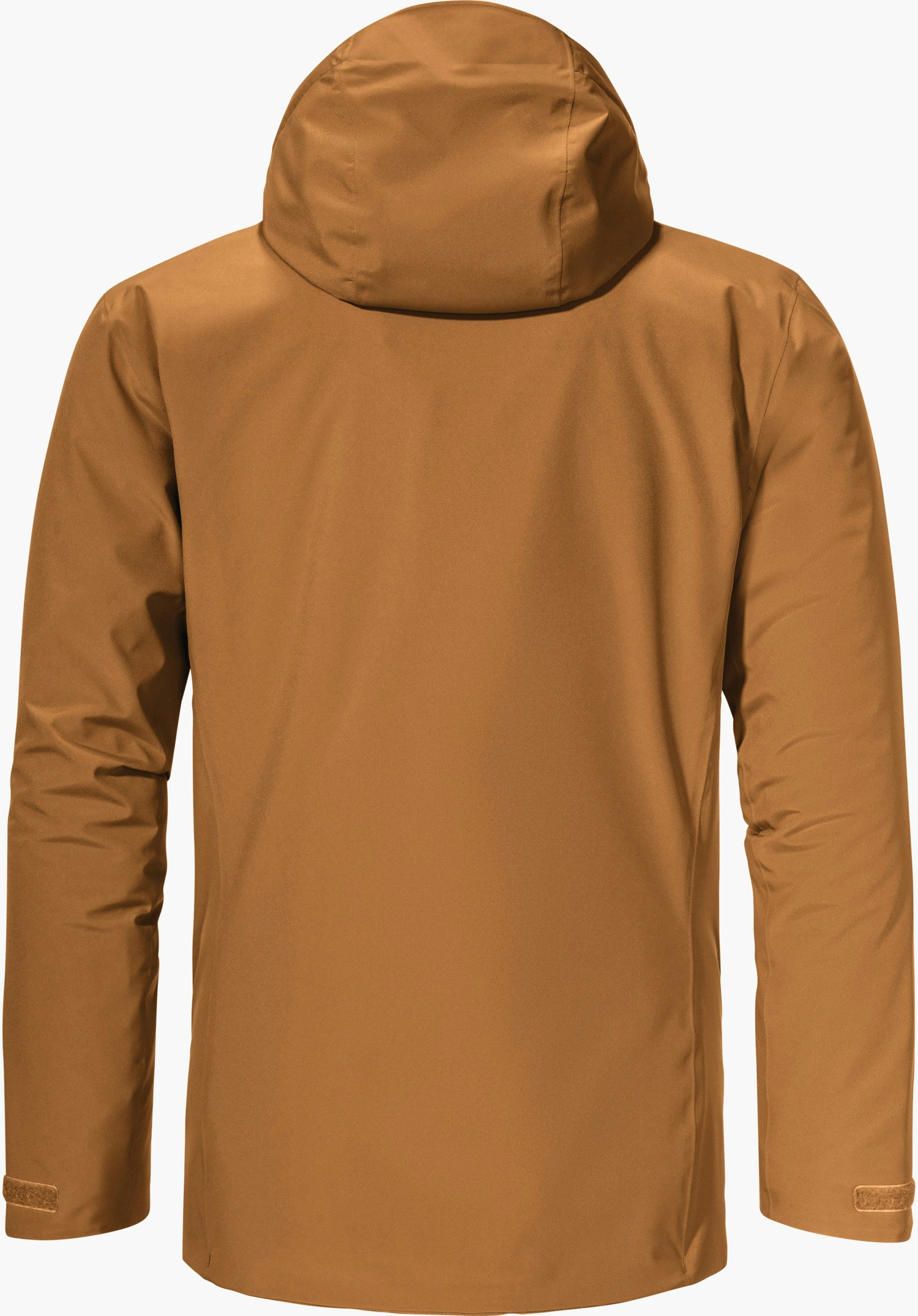 Parka Style Froda MNS light brown jacket, rear view; jacket with attached hood hangs smoothly, sleeves slightly creased, subtle A-line silhouette, against a plain white background.