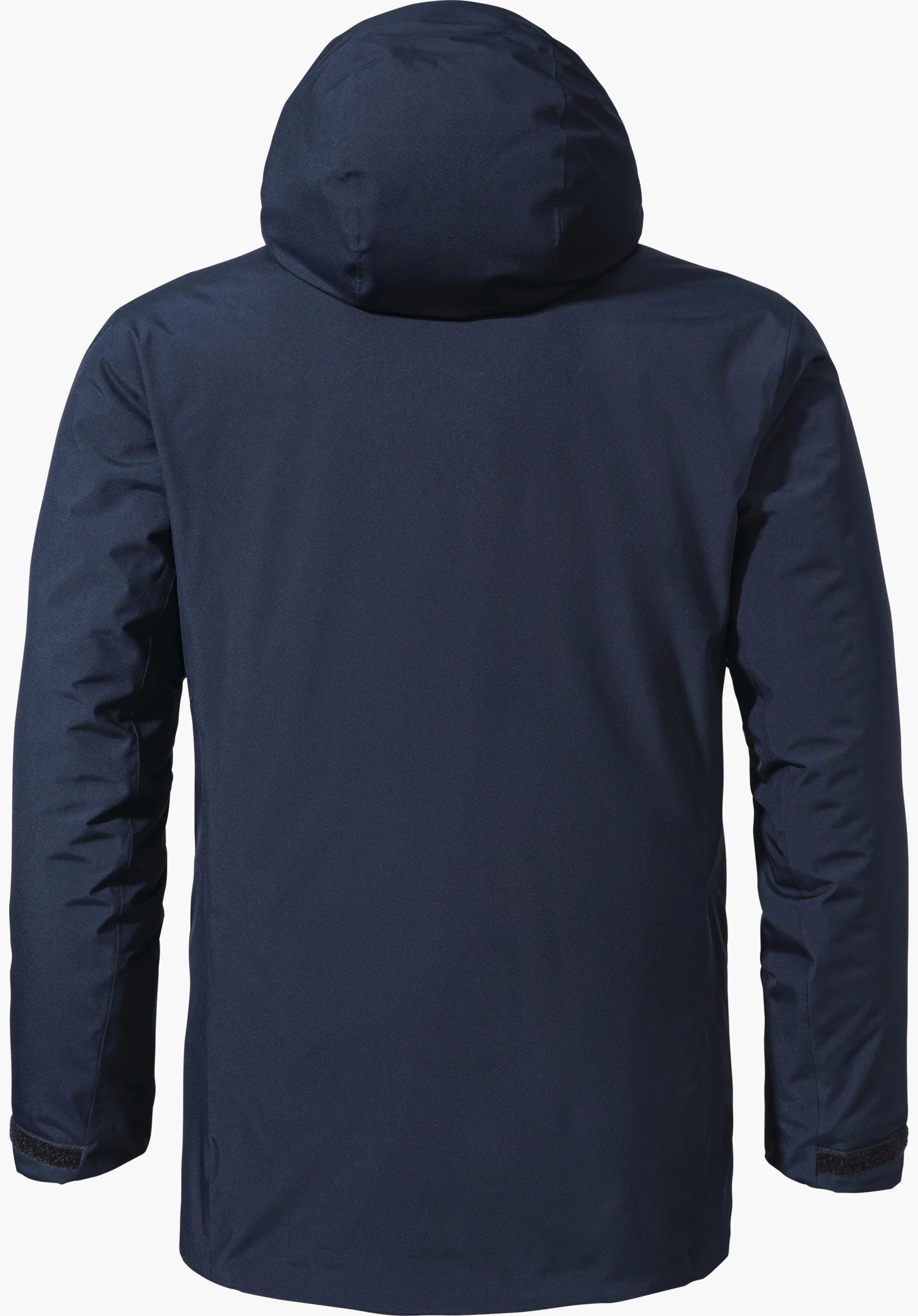 Parka Style Froda MNS in blue, shown from the back with a hood and isolated on a white background.