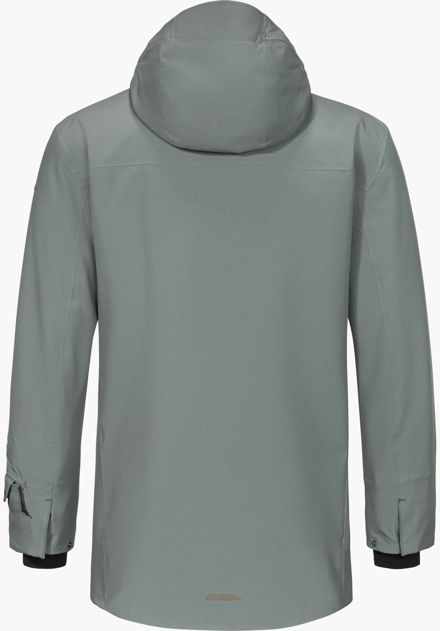 Ins Parka Style Crivat MNS winter parka in grey, shown from the back with a hood and isolated on a white background.