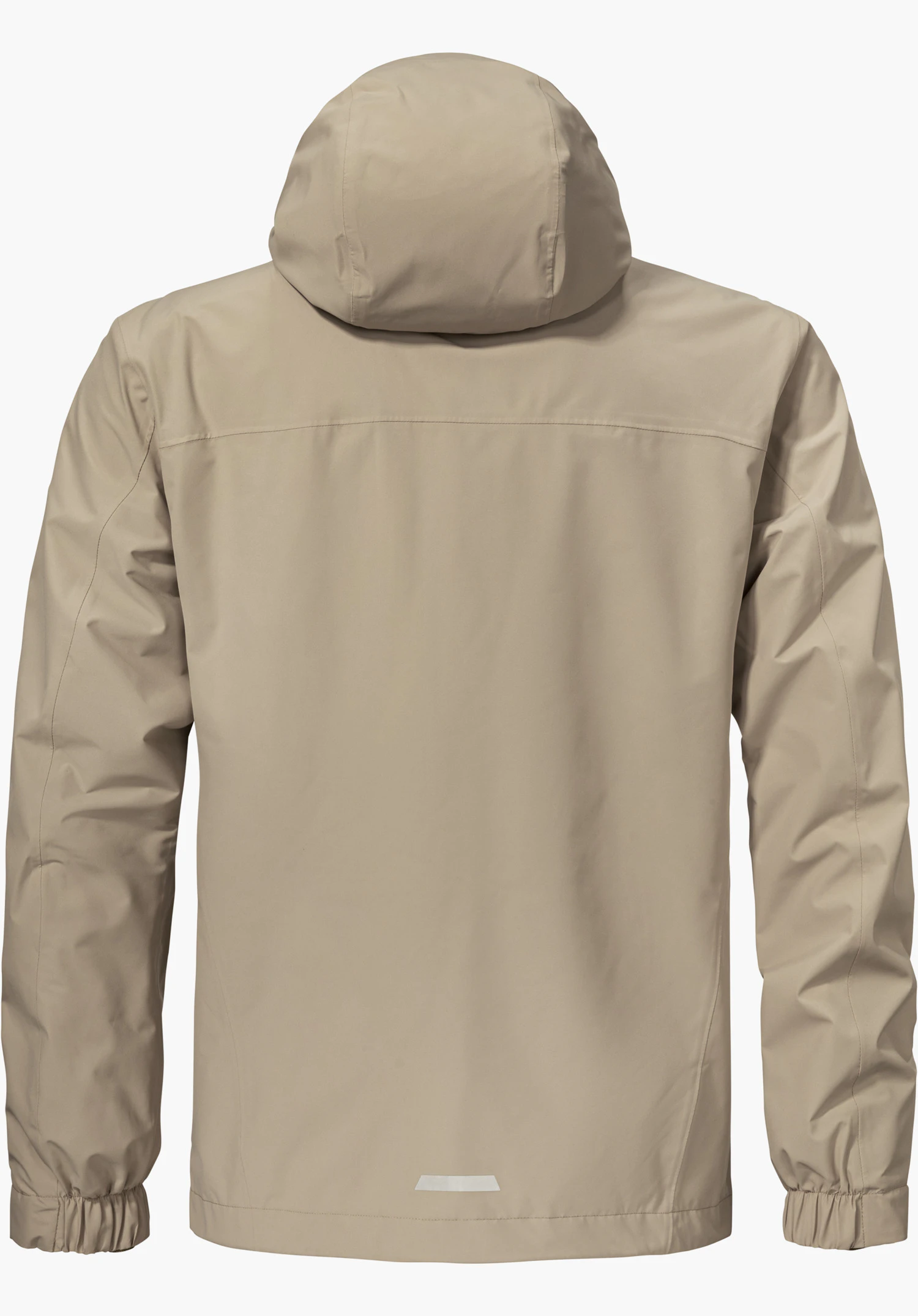 Jacket Style Bohorok MNS in beige, showing the back view with a hood and elasticated cuffs, isolated on a white background.