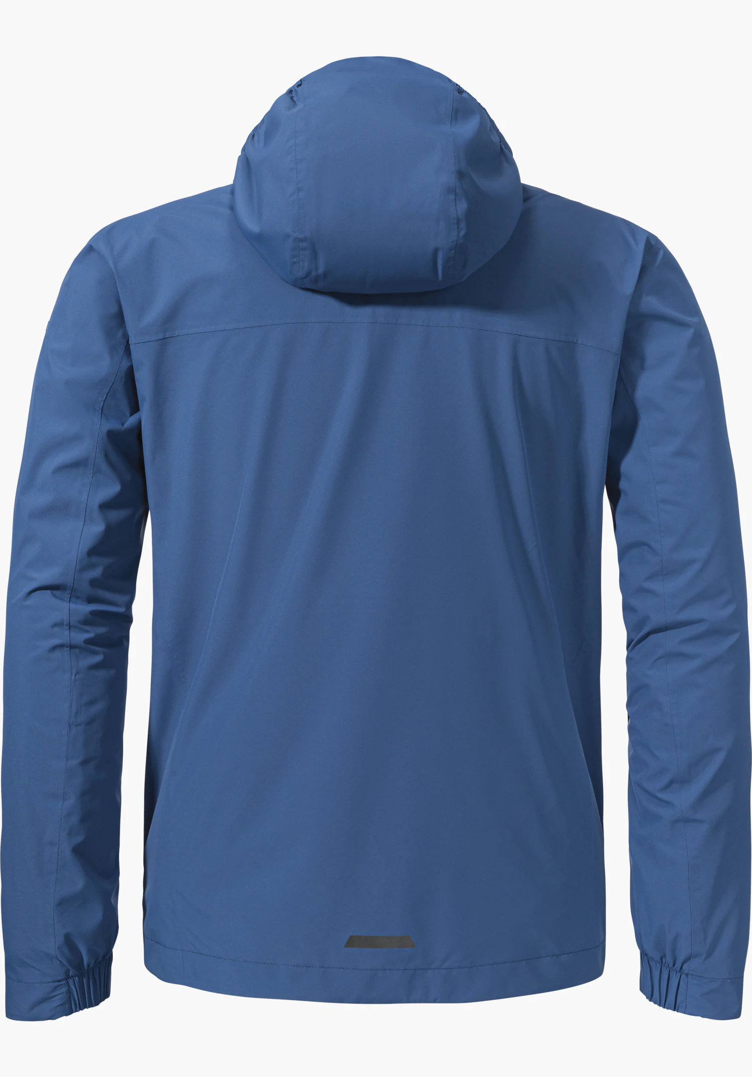 Jacket Style Bohorok MNS in blue, back view with hood, isolated against a white background.