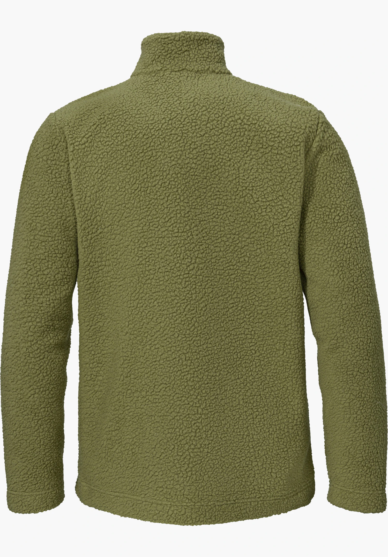 CIRC Fleece Jk Style Purga MNS in grün in der Rückansicht freigestellt vor weißem Hin tergrund.
