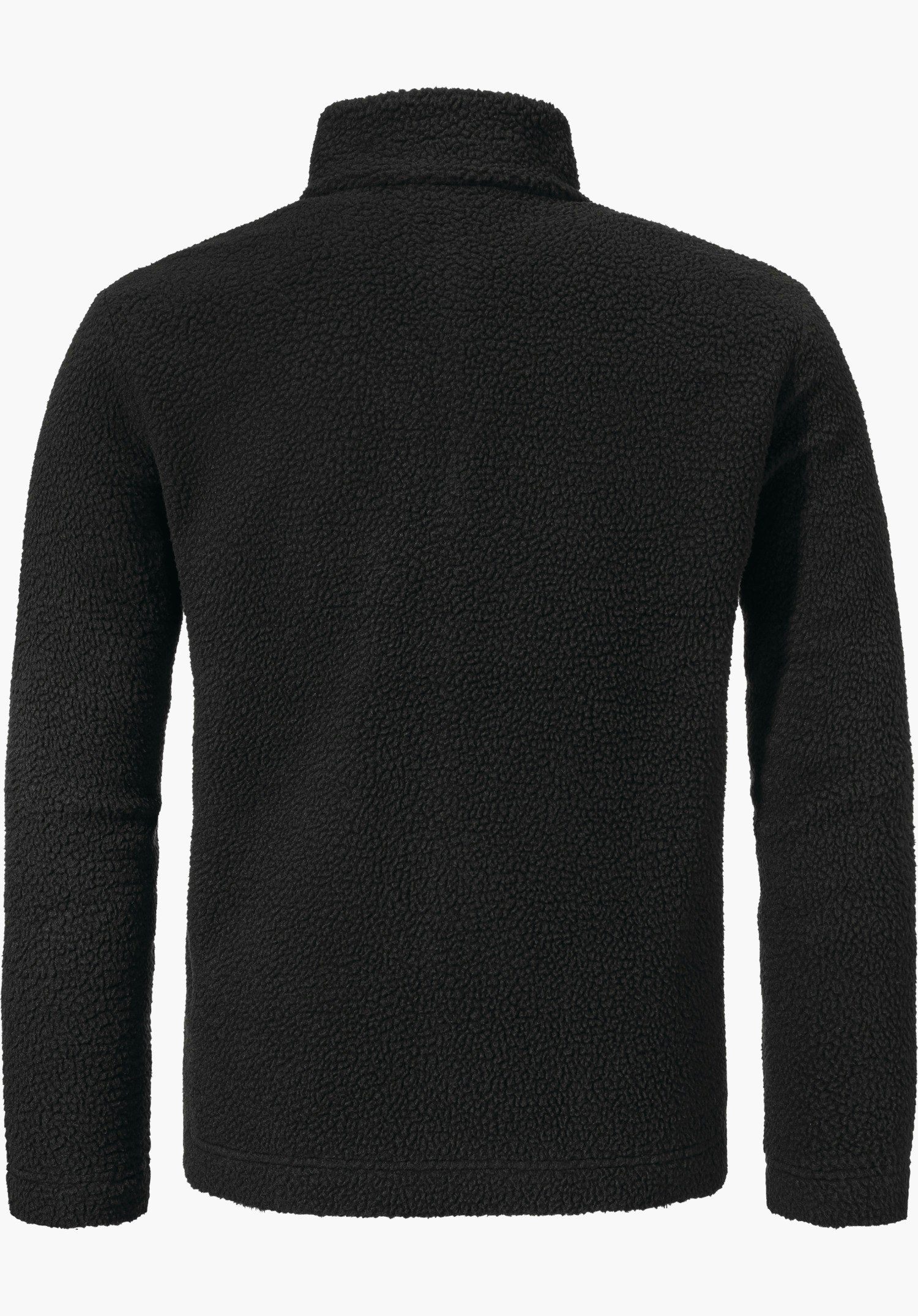 CIRC Fleece Jk Style Purga MNS in der Farbe Schwarz, gezeigt in der Rückansicht, freigestellt vor weißem Hintergrund.